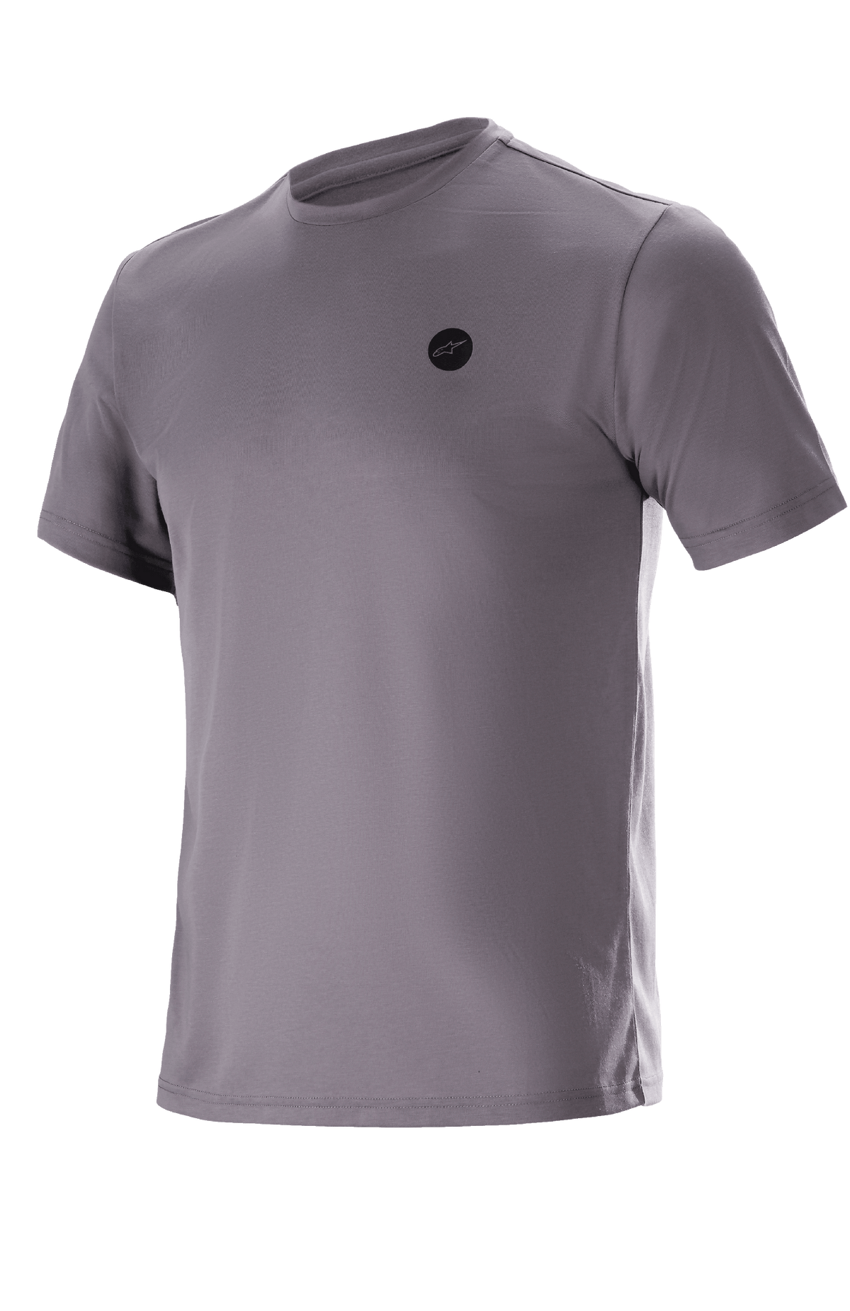 Alpinestars Dot Tech Tee Kurzarm-T-Shirt, Sparrow Gray, technisches T-Shirt, kleines schwarzes kreisförmiges Logo auf der Brust, feuchtigkeitsableitendes DriRelease-Gewebe, lässige Mountainbike- und Offroad-Bekleidung