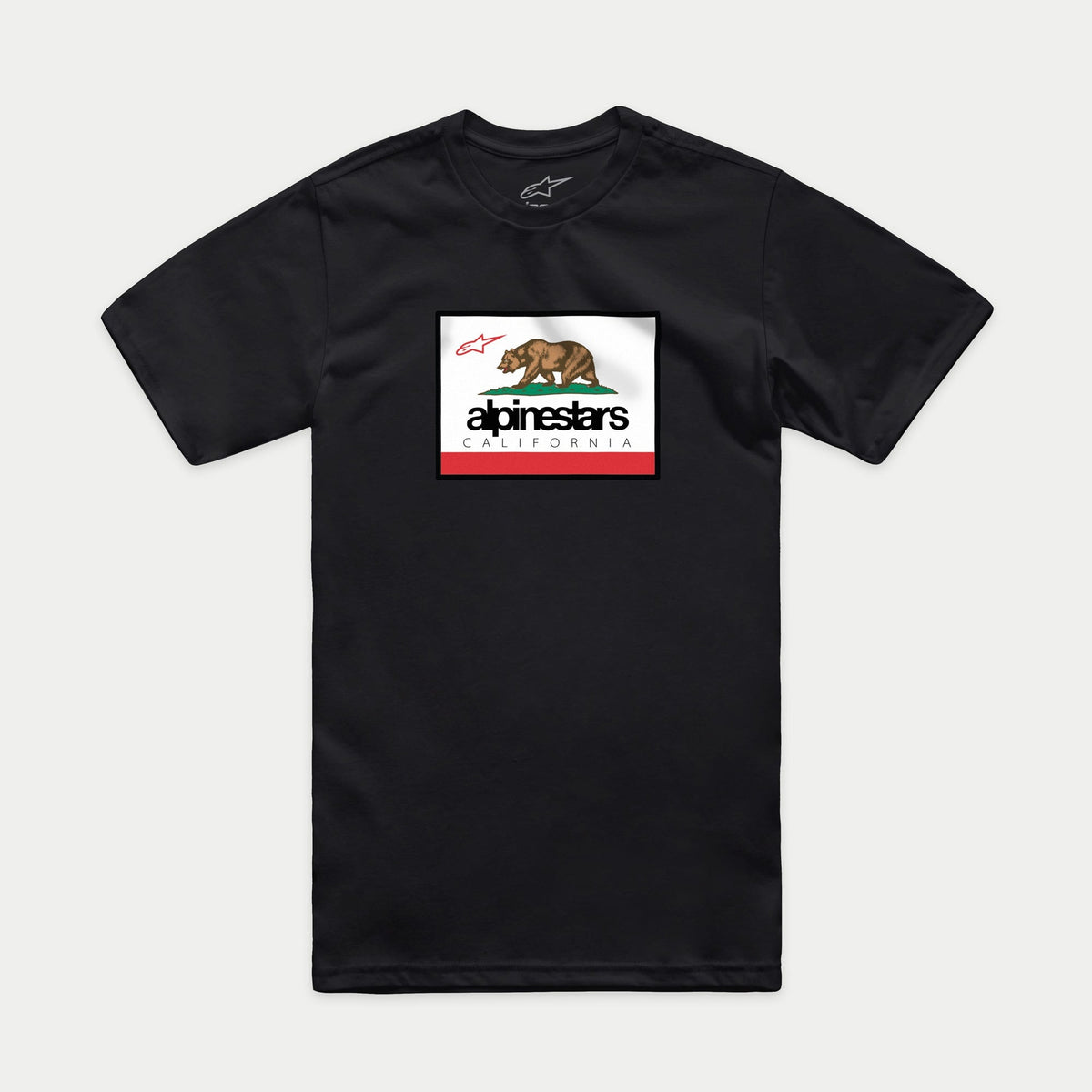 Alpinestars Cali 2.0 CSF Tee, Short Sleeve T-Shirt, Black, California-inspired graphic featuring a grizzly bear and Alpinestars logo, Casual Motorsport Sportswear