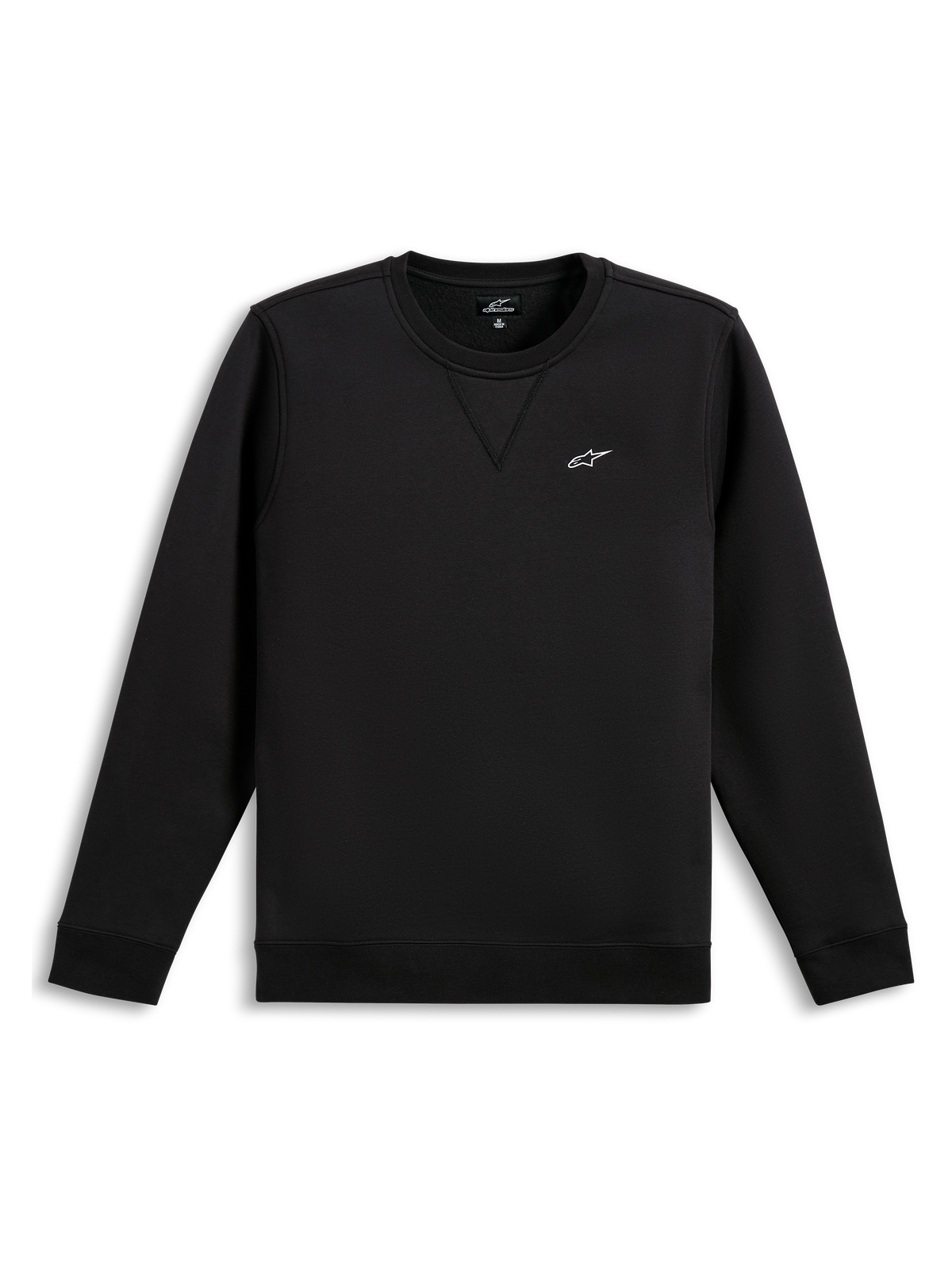 Alpinestars Positive Crew, schwarzer Sportswear-Pullover mit weißem Brustlogo und Rippbündchen