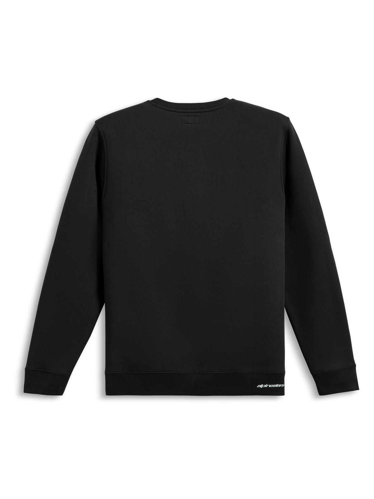 Alpinestars Positive Crew, schwarzes Sportswear-Sweatshirt, Rückansicht mit sauberem Baumwollmischgewebe-Design, Rippbündchen und Saum