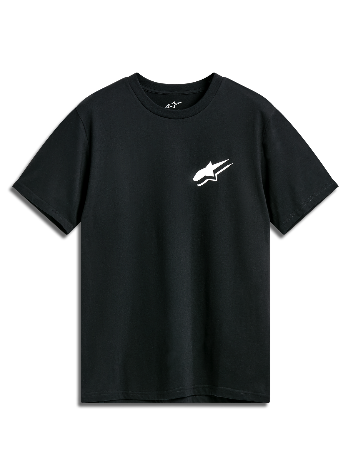 Alpinestars Formulate CSF T-Shirt, Kurzarm-T-Shirt, Schwarz, weißes Astars-Logo auf der Brust, lässige Motorsport-Sportbekleidung