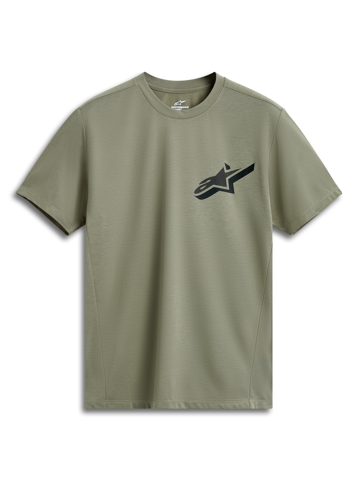 Alpinestars Attrition Performance Tee, Kurzarm-T-Shirt, Hellgrün, schwarzes Astars-Logo auf der Brust, technisches Jersey-Gewebe, nachhaltige Performance-Sportbekleidung