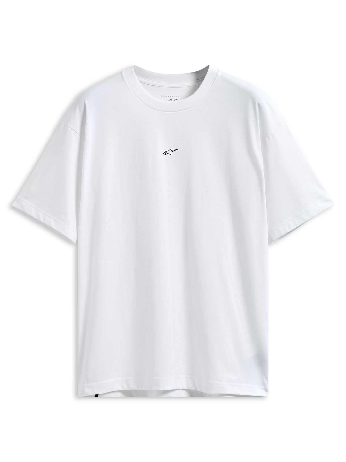 Alpinestars Focused Oversized CSF T-Shirt, Kurzarm-T-Shirt, Weiß, kleines schwarzes Astars-Logo auf der Brust, lockere Oversized-Passform, lässige Motorsport-Streetwear