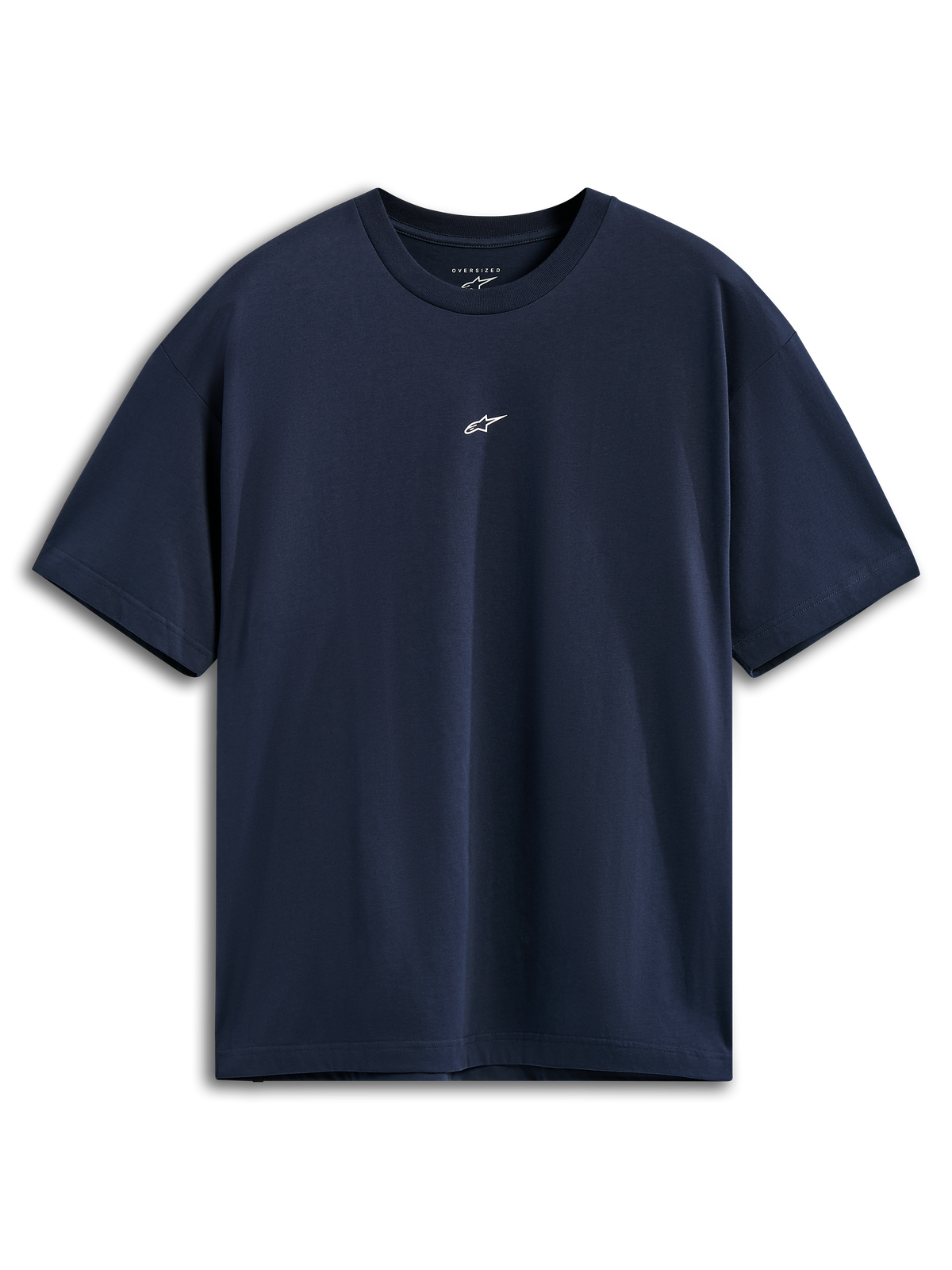 Alpinestars Focused Oversized CSF Tee, Short Sleeve T-Shirt, Navy Blue, small white Astars logo on the center chest, relaxed oversized fit, Casual Sportswear