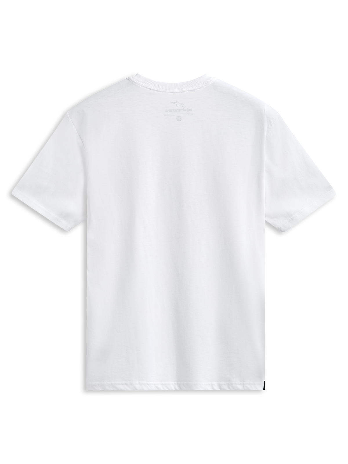 Alpinestars Abus CSF T-Shirt, kurzärmeliges T-Shirt, Weiß, gebogenes Alpinestars-Logo mit mehreren gestapelten Logos, lässige Motorsport-Sportbekleidung