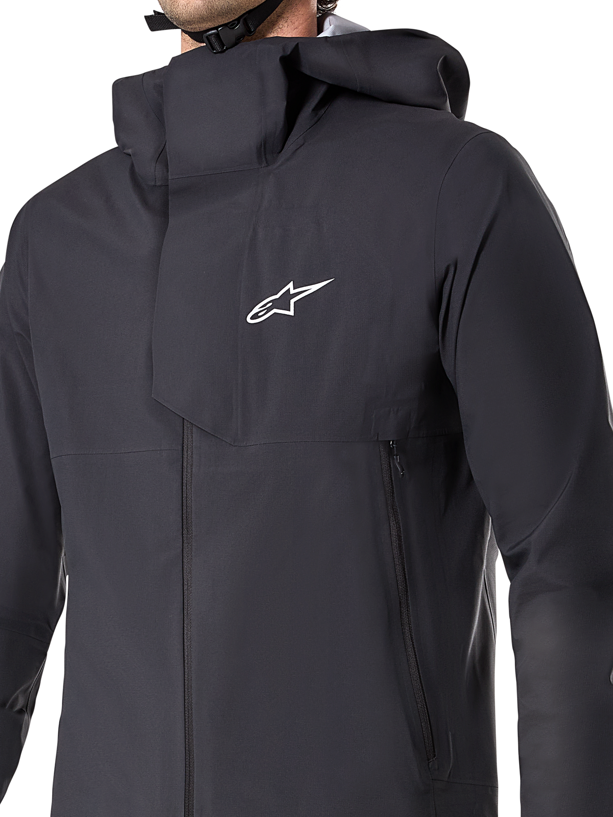 Alpinestars A-Dura Elite wasserdichte Jacke, MTB-Fahrradjacke, Schwarz, mit einer 3-lagigen wasserdichten Membran, über den Helm passender Kapuze, Reißverschlusstaschen und technischer Ripstop-Textur für Mountainbike-Trail-Fahrten