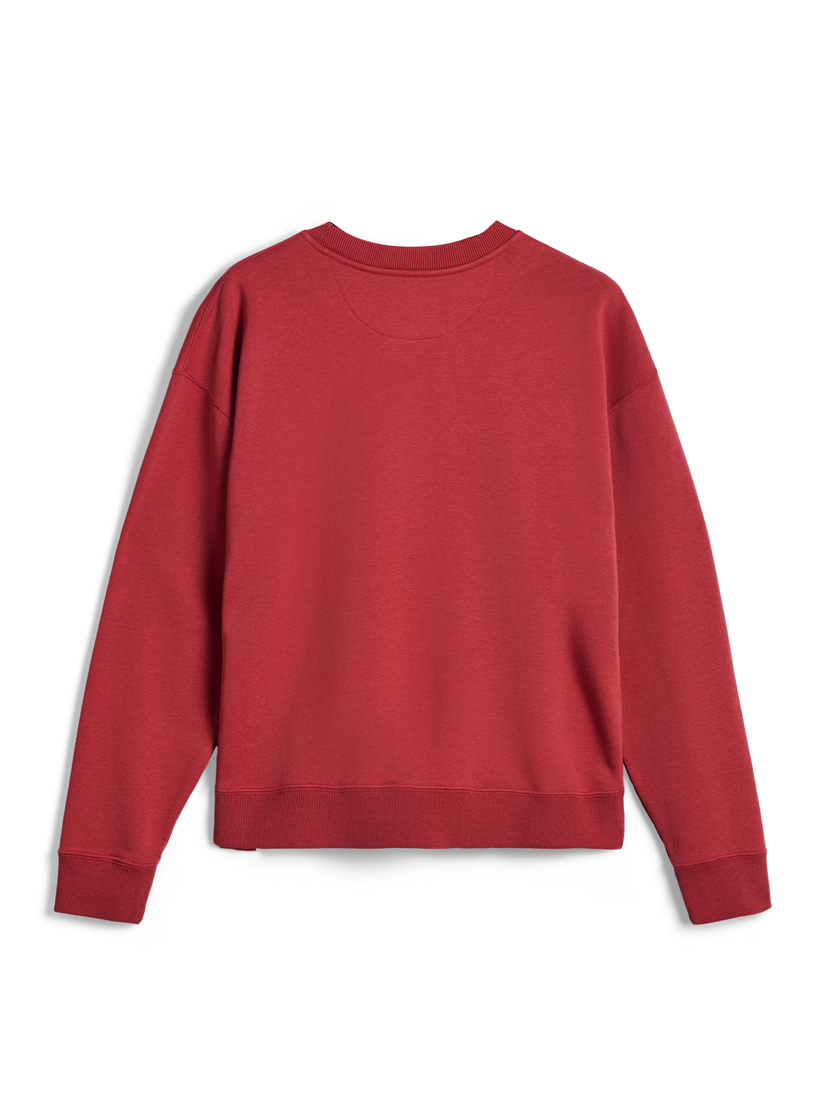 Alpinestars Essentials Ageless Crew, Rundhals-Sweatshirt, Ziegelrot, Rückansicht mit gerippten Bündchen und Saum, hochwertiges Kompaktfleece für lässigen Sportbekleidungs-Komfort.