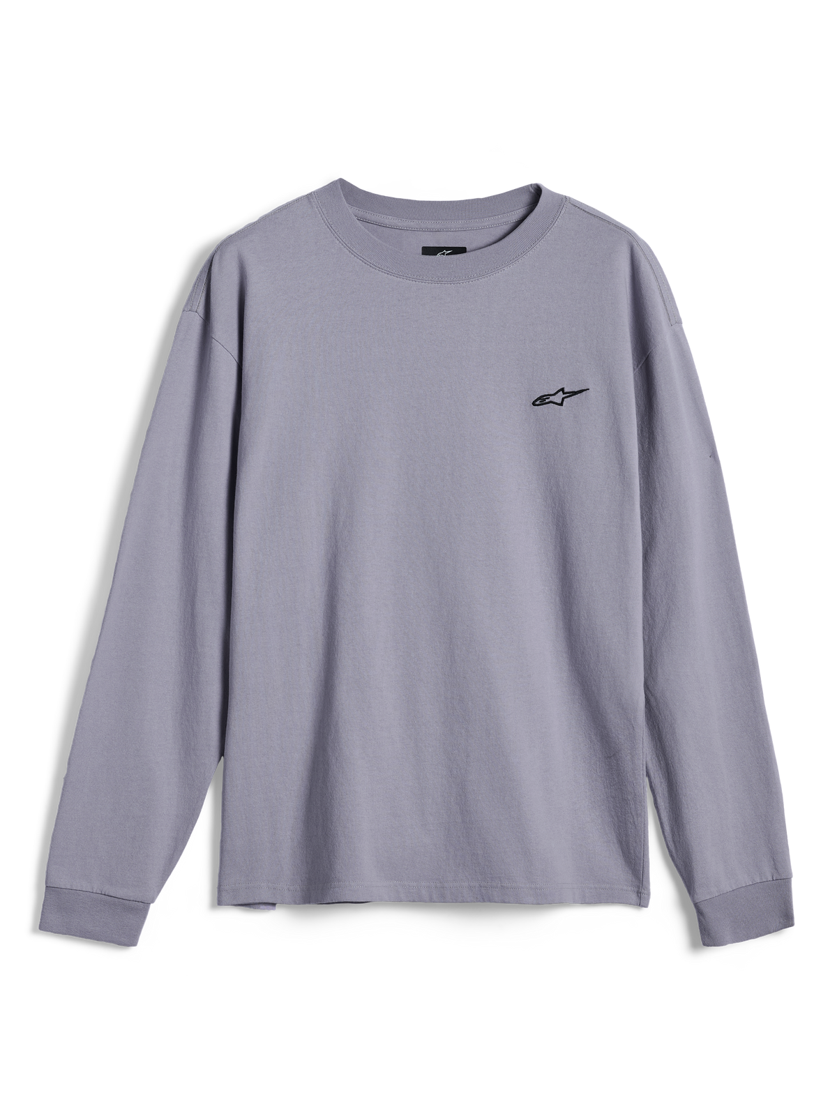 Alpinestars Essentials Ageless LS Tee, Long Sleeve T-Shirt, Silver, featuring a small black Alpinestars logo on the chest, relaxed fit, casual motorsport streetwear