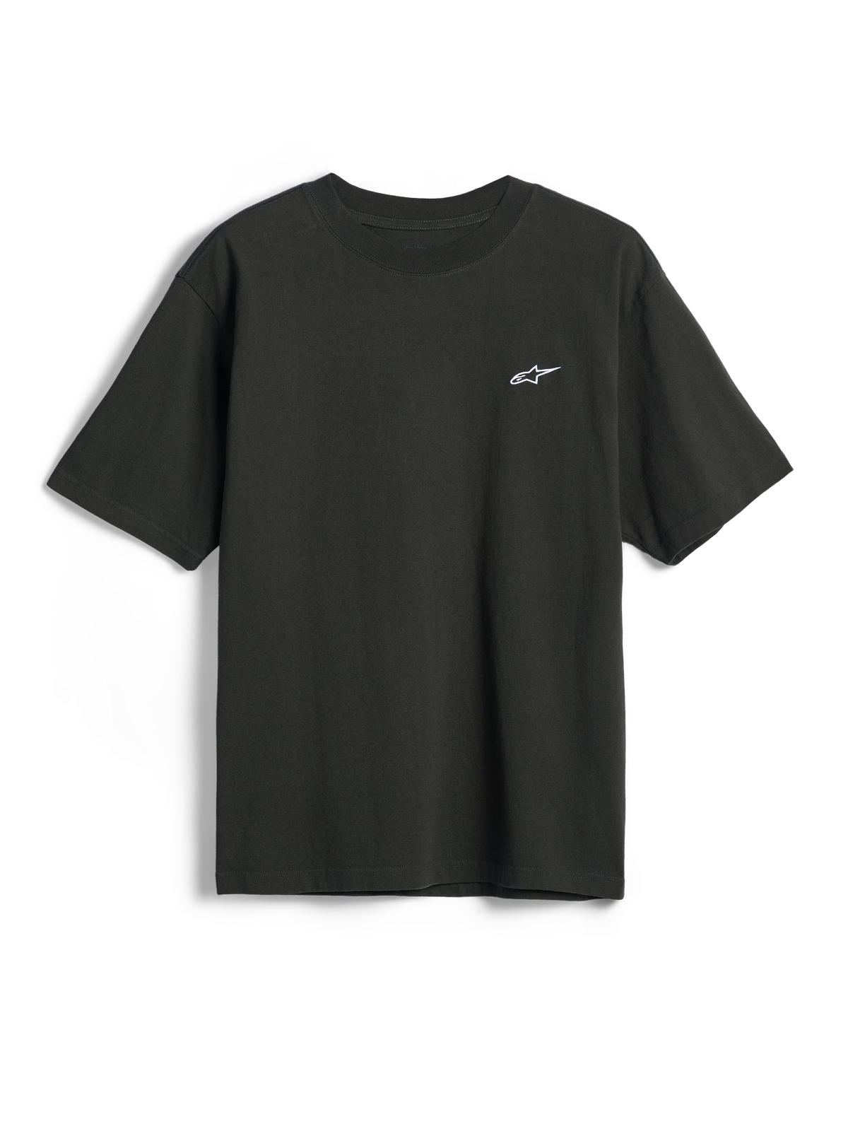 Alpinestars Essentials Ageless Kurzarm T-Shirt, Kurzarm-T-Shirt, Off-Black, kleines weißes Alpinestars Stern-Logo auf der Brust, lässige Motorsport-Streetwear