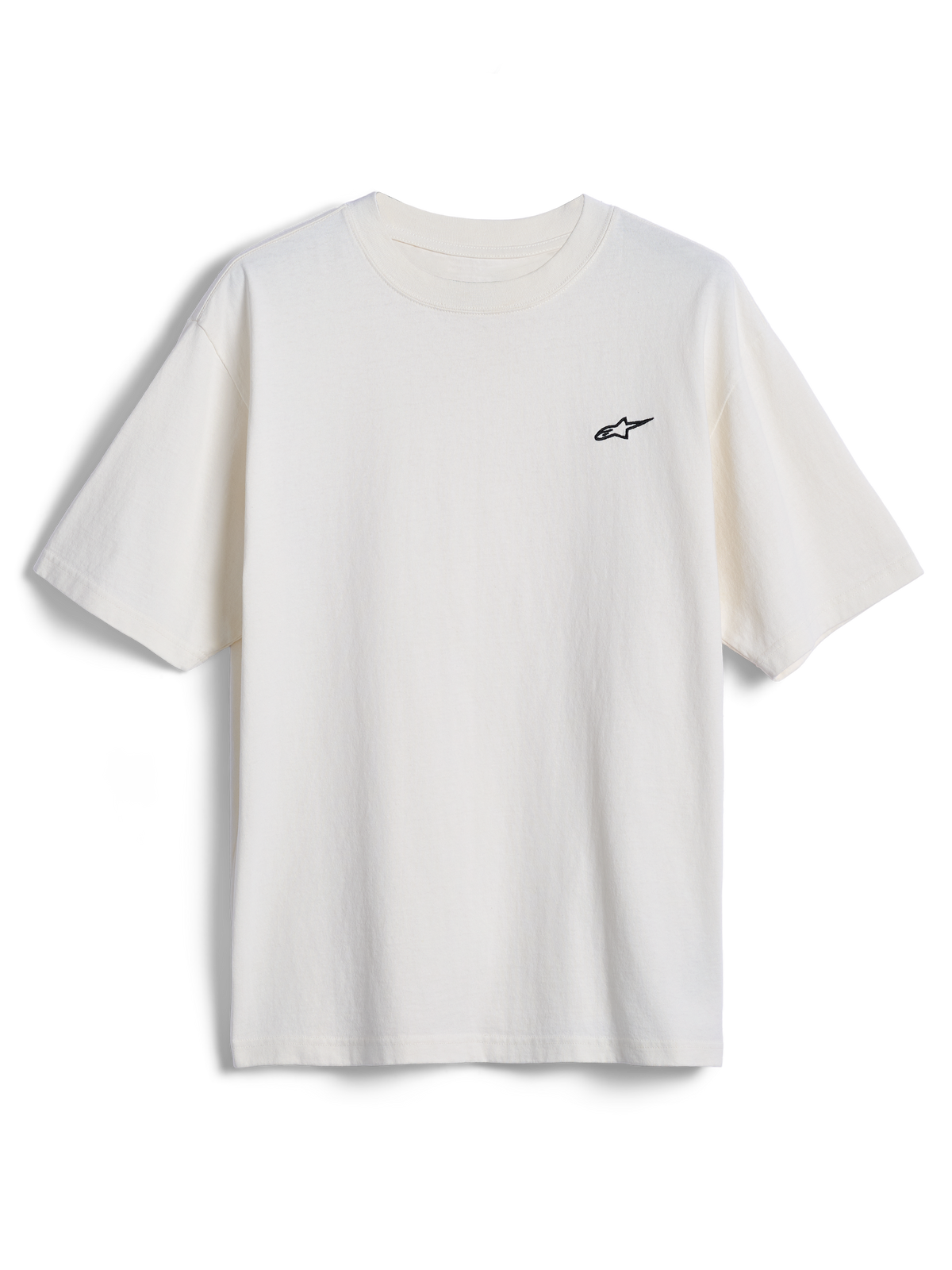 Alpinestars Essentials Ageless SS Tee, Kurzarm-T-Shirt, Off-White, kleines schwarzes Alpinestars Stern-Logo auf der Brust, lässige, vom Motorsport inspirierte Streetwear