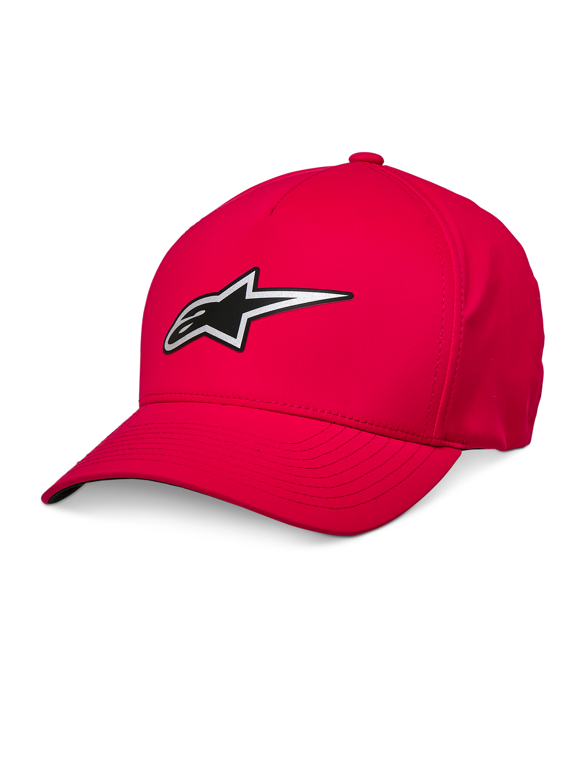 Alpinestars Ageless Reflex Waterproof Hat, Red Baseball Cap, Curved Brim, Silver and Black Reflective Astars Logo, Waterproof Technical Fabric, Casual Sportswear Headwear