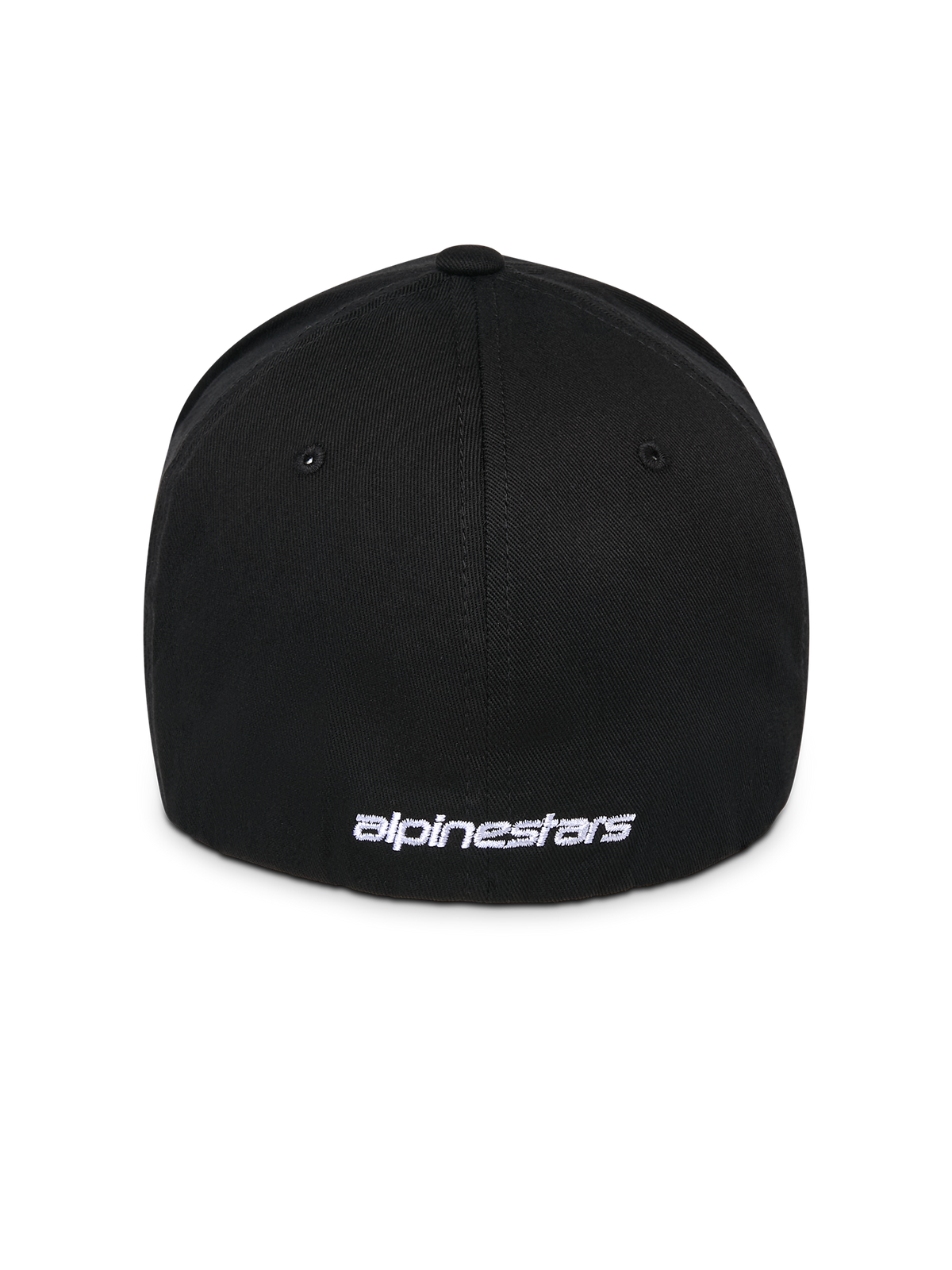 Alpinestars Corp Shift Multi Mütze, Schwarz, Rückansicht mit weißem flach gesticktem Logo am Saum, Flex-Rückseite mit Stretch-Passform, lässige vom Motorsport inspirierte Kopfbedeckung