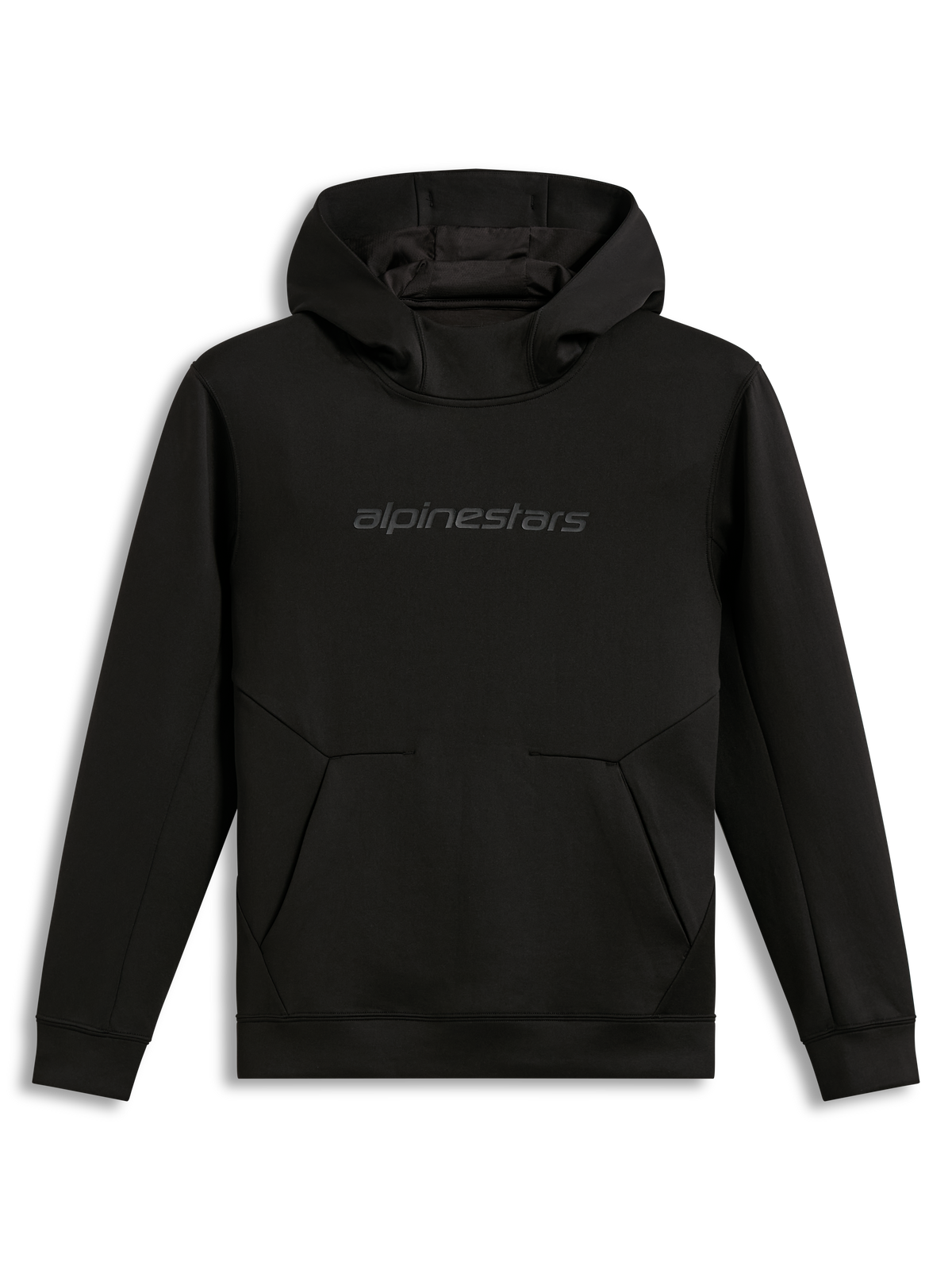 Alpinestars Datrix Hoodie, schwarzer Sportswear-Kapuzenpullover aus Doppelfleece mit tonalem HD-Logo und Abnäher-Tasche.