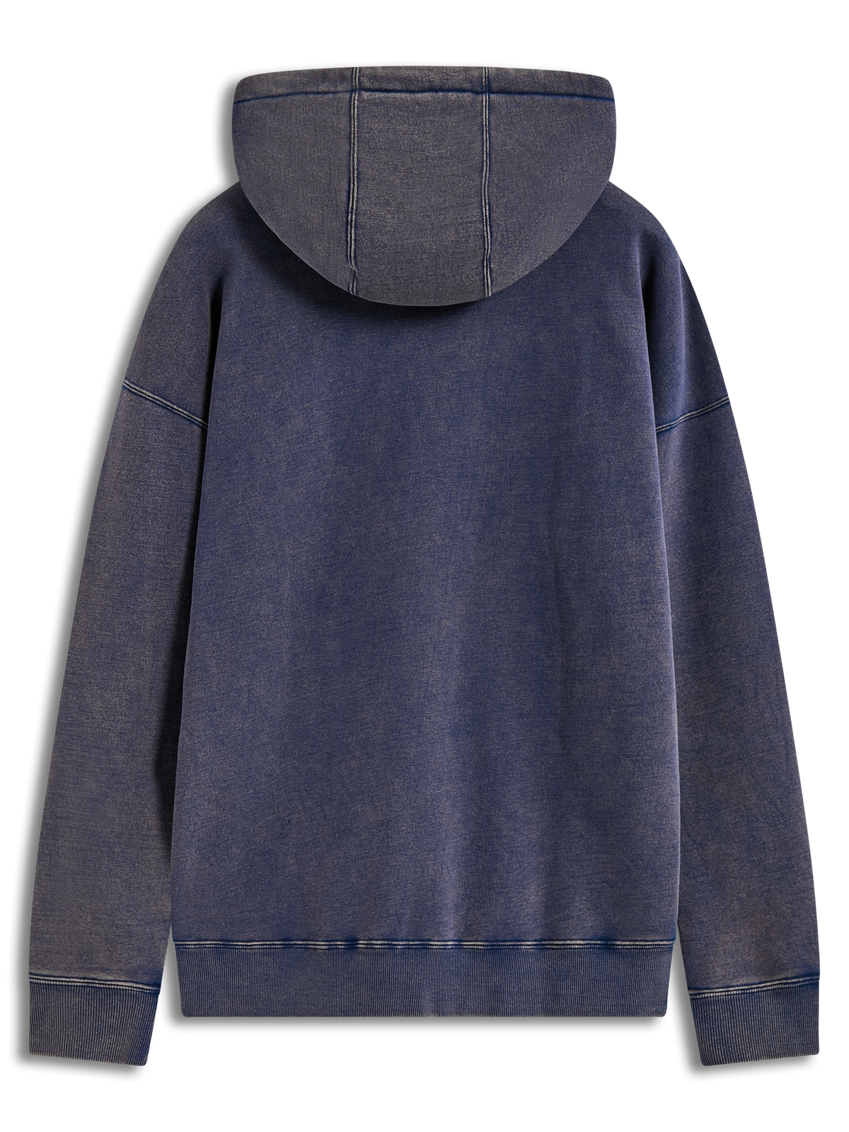 Alpinestars Infinite Washed Oversized Hoodie, Rückansicht des Herren-Kapuzenpullovers, Blau mit Snow-Wash-Finish, Fleece-Material, lässige Sportswear-Passform mit Rippbündchen am Saum.