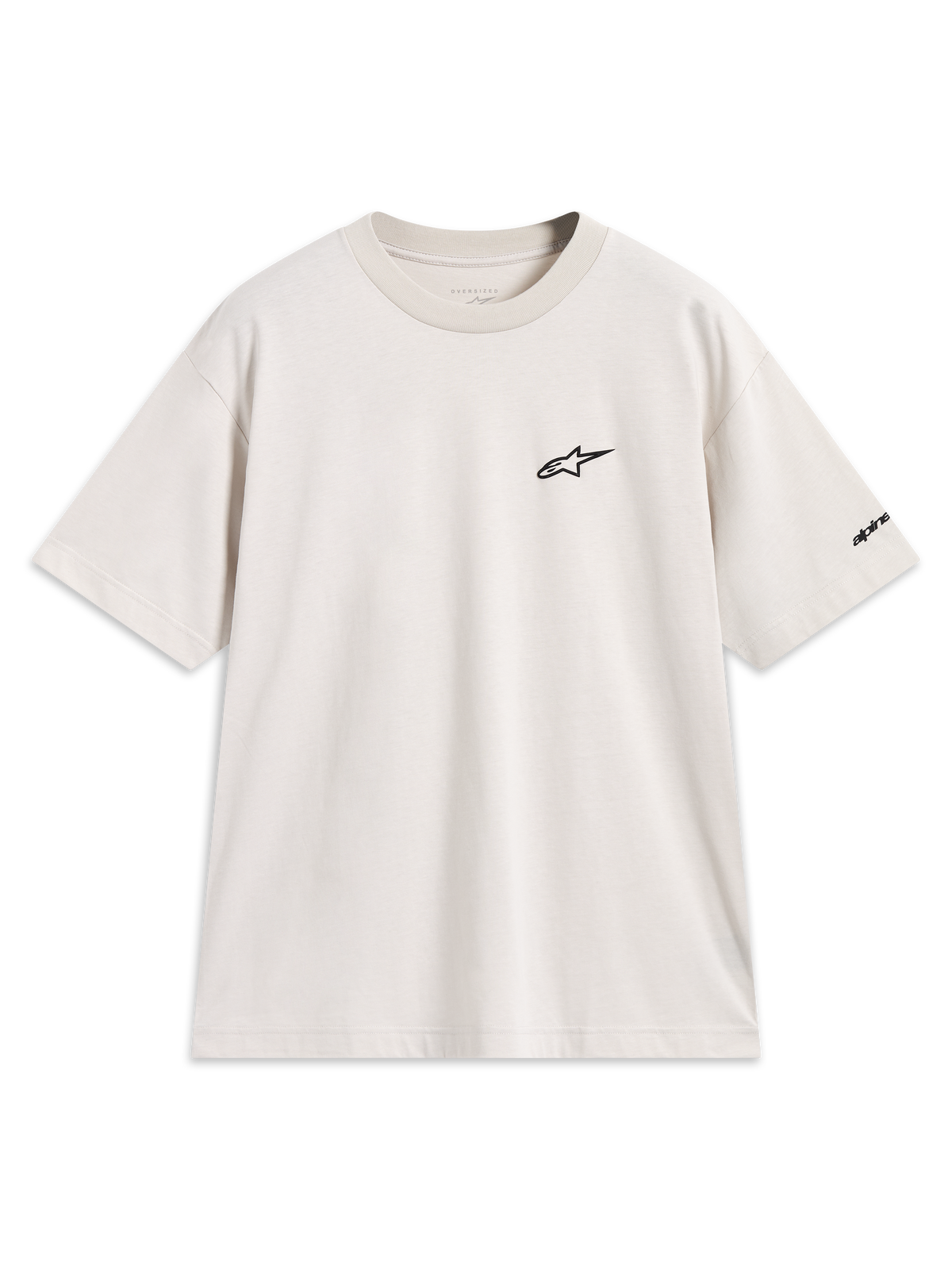 Alpinestars Mandate Oversized CSF Tee, Kurzarm-T-Shirt in Sandbeige mit schwarzem Astars-Logodruck auf der Brust, lässige Sportswear.