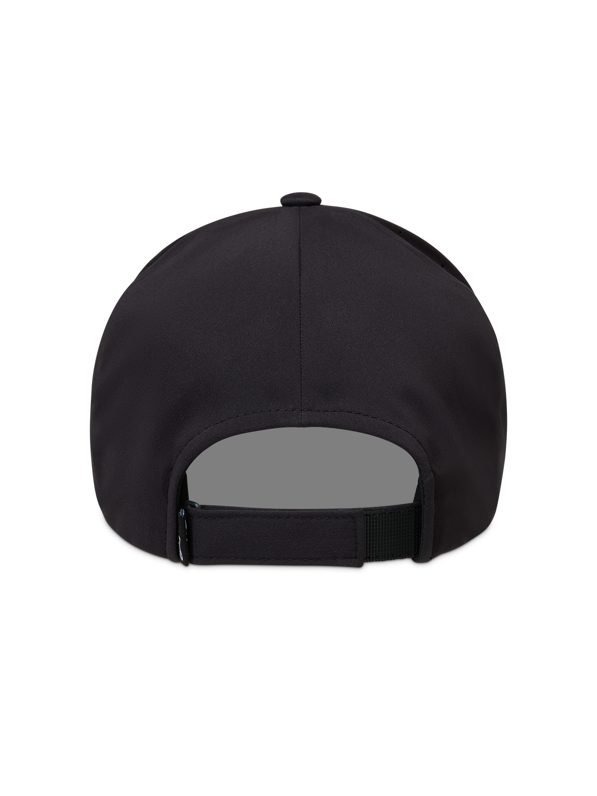 Alpinestars Algo Perf Adjustable Kappe, schwarze Sportswear-Cap, technisches Material, Rückansicht mit Riemenverschluss.