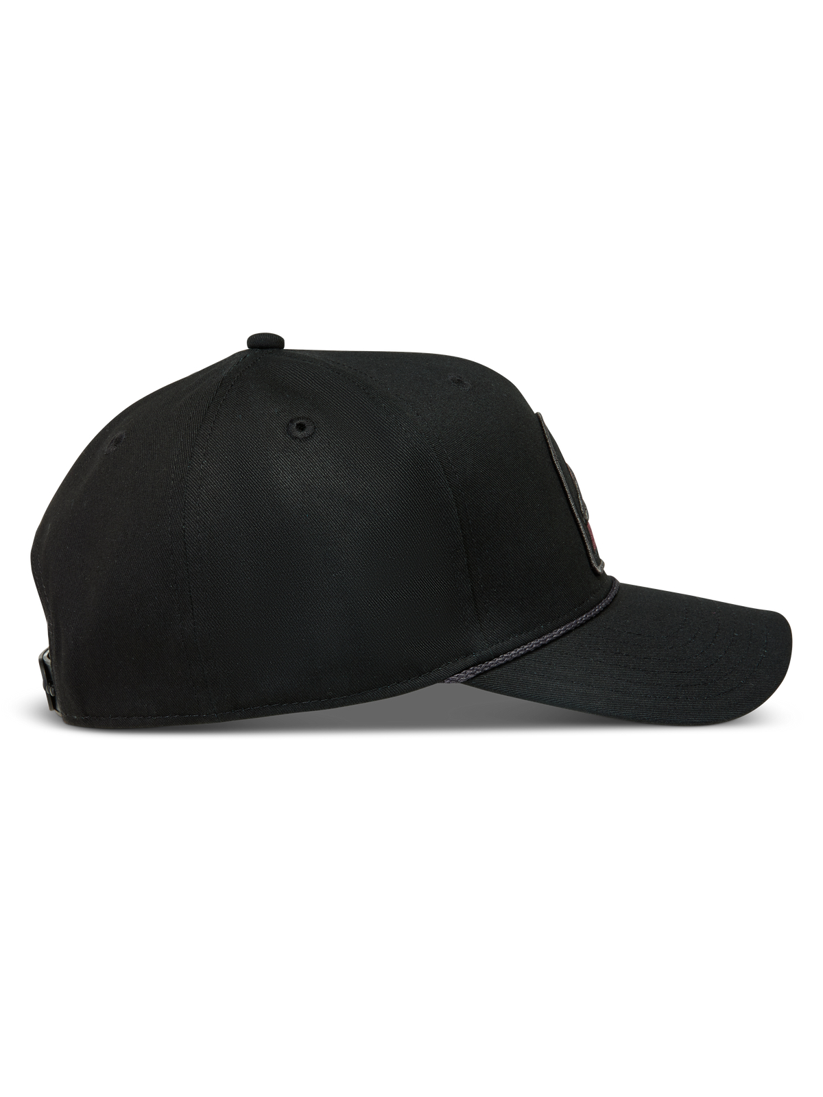 Alpinestars Acme Snapback Kappe, schwarze Sportswear-Kappe aus Twill mit gebogenem Schirm und Seilbesatz.