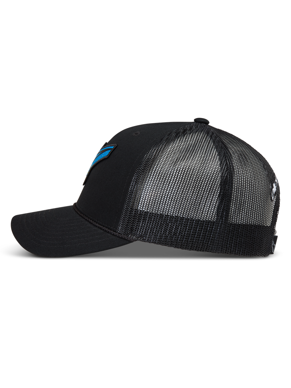 Alpinestars Meteorite Trucker-Mütze, schwarze Sportswear-Kappe mit atmungsaktivem Mesh-Rückteil und gebogenem Schirm.