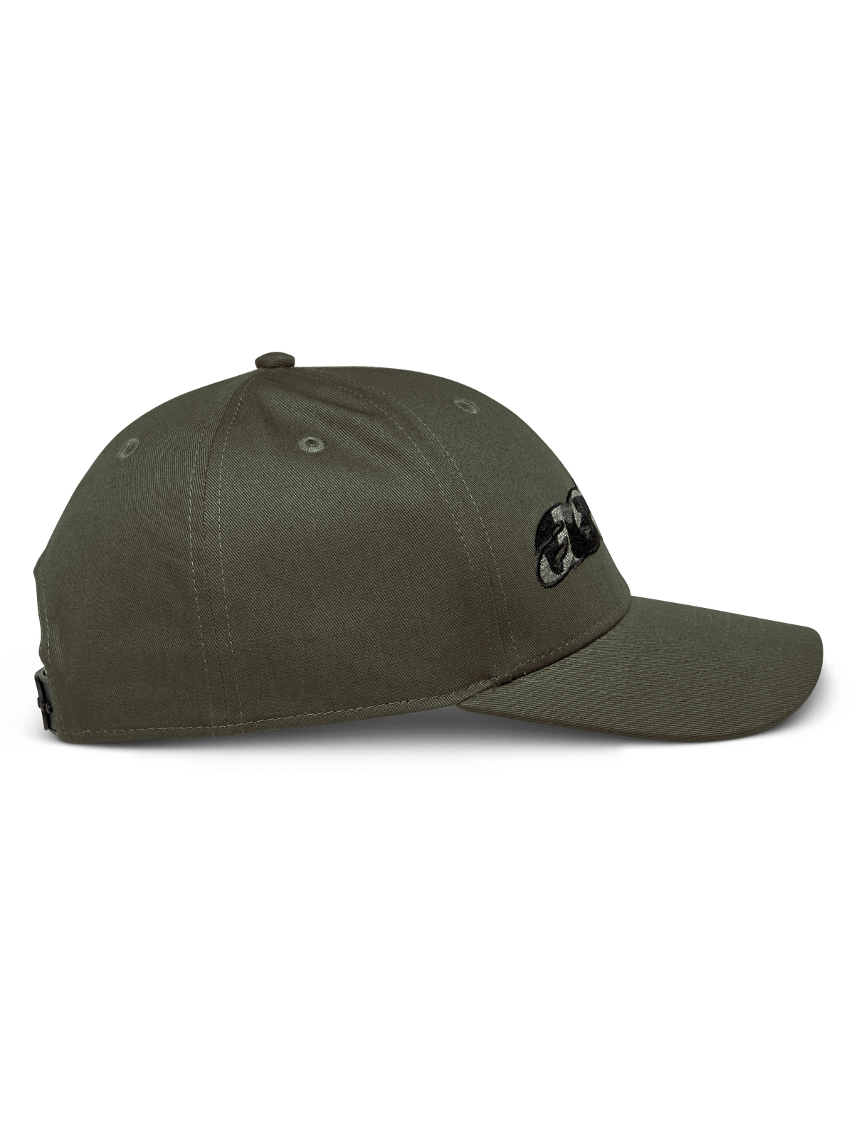 Alpinestars Canyon Mütze, Seitenansicht, Militärgrün, strukturierte Krone mit gebogenem Schirm, gesticktes Astars-Logo mit Camouflage-Füllung, lässige, vom Motorsport inspirierte Streetwear