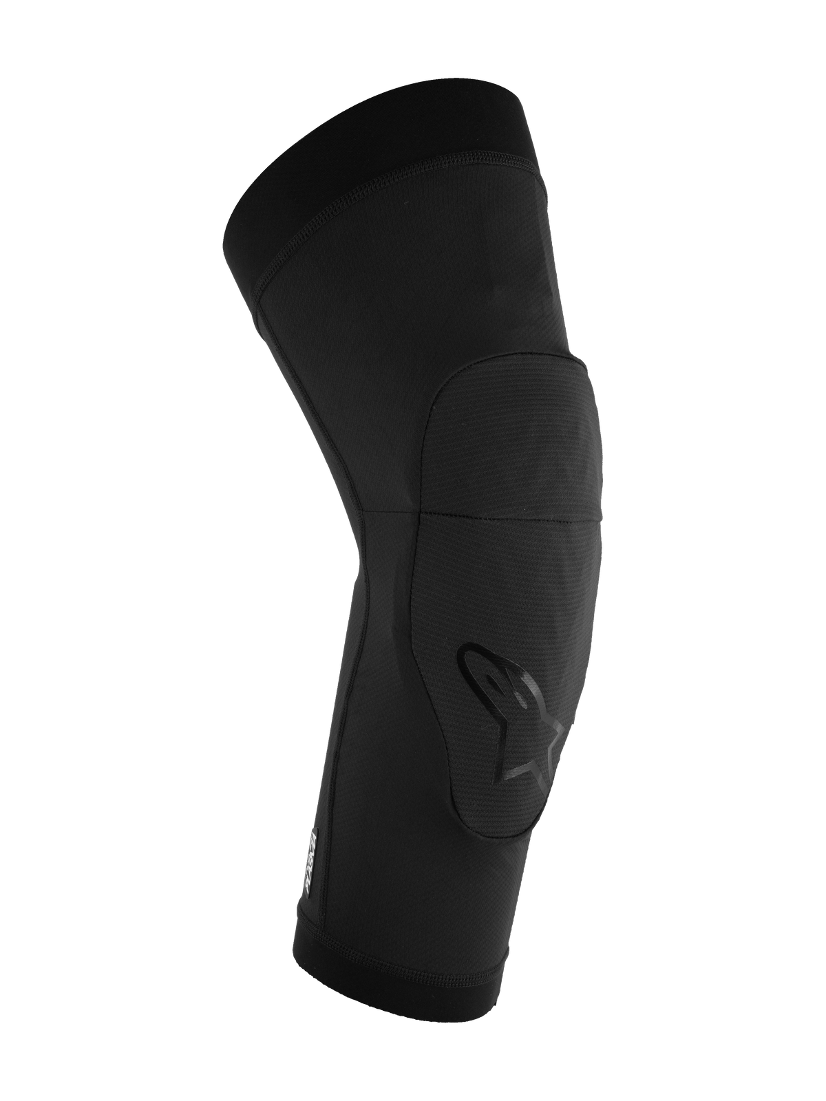 Alpinestars A-Motion Plasma Knie-Sleeve, MTB-Knieschützer, Schwarz, vorgeformtes ergonomisches Design mit Nucleon Plasma Aufprallschutz, atmungsaktives Stretch-Mesh-Gewebe mit Alpinestars Logo auf dem Knie, Slip-On-Schutz für Mountainbiken