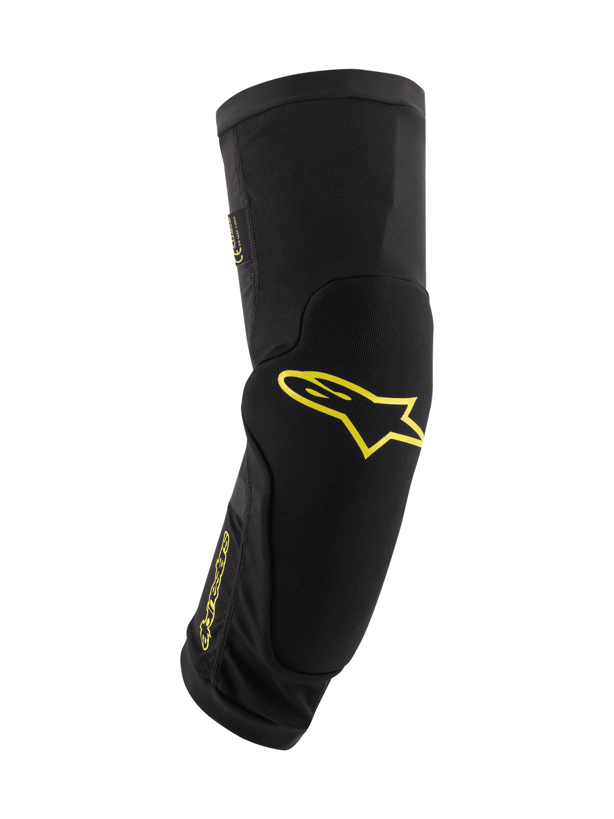 Alpinestars Paragon Plus Knieschützer, Schwarz mit Acid Yellow Logos, Mountainbike-Schutzausrüstung, schlauchförmiges Slip-on-Design mit integrierter Polsterung, atmungsaktives Mesh und strapazierfähiges strukturiertes Gewebe