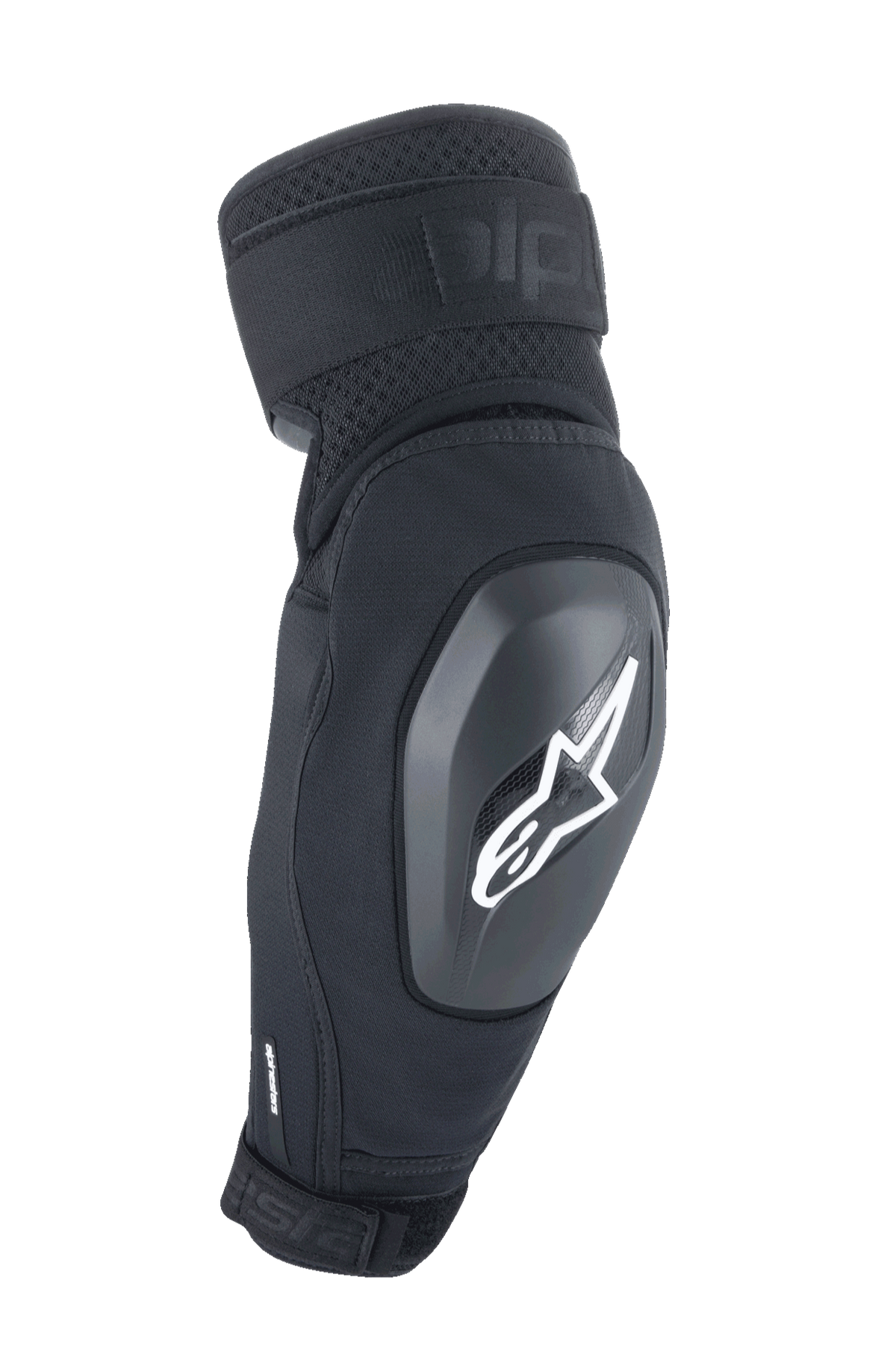 Alpinestars A-Impact Plasma Elite Shield Ellenbogenschützer, Schwarz mit weißem Stern-Logo, TPU-Hartschalenschutz mit zwei verstellbaren Riemen, Mesh-Belüftung, ergonomisches, vorgeformtes Design, MTB-Mountainbike-Schutzausrüstung