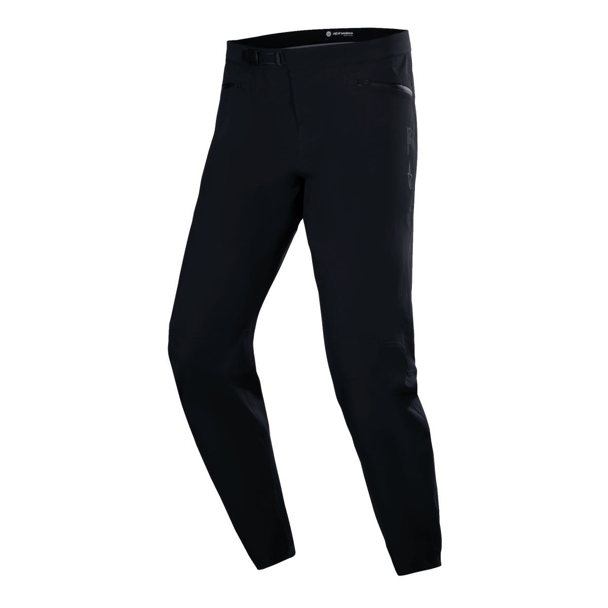 Alpinestars A-Dura wasserdichte Hose, MTB-Fahrradhose, Schwarz, technisches Slim-Fit-Design mit seitlichen Reißverschlusstaschen und Ratschenverschluss am Bund, glattes wasserdichtes Material, minimalistische Performance-Ausrüstung für das Mountainbiken