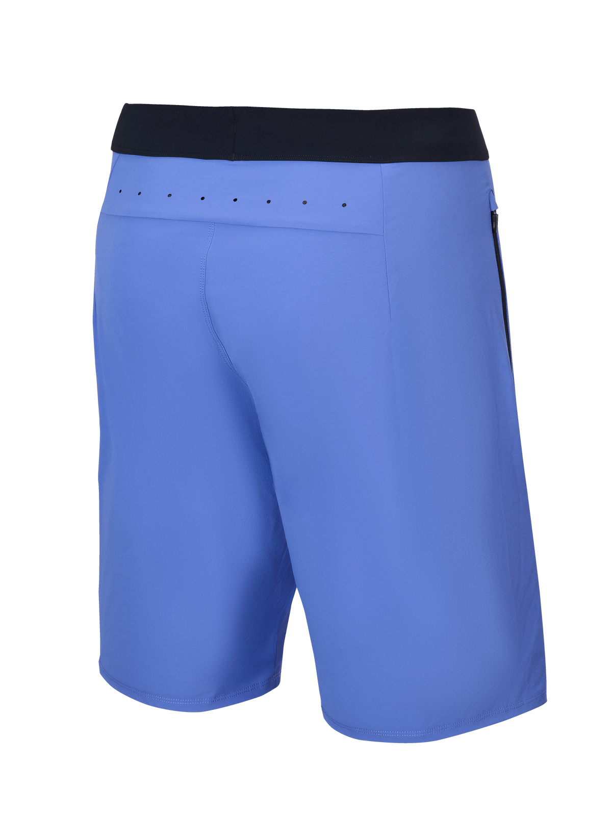 Alpinestars A-Aria Lite Shorts, Mountain Biking Shorts, Baja Blue, back view featuring a black waistband and laser-cut ventilation holes on the back yoke, performance fit for trail riding