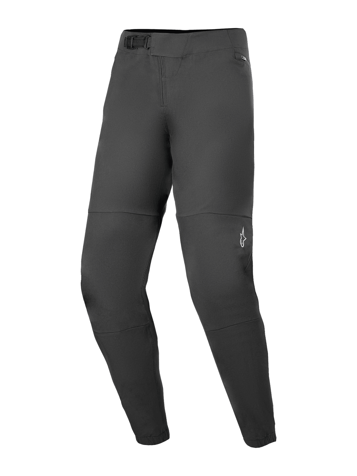 Alpinestars A-Dura Elite Hose, Mountainbike-Hose, Schwarz, mit vorderem Ratschenverschlusssystem, Reißverschlusstaschen mit Mesh-Futter und elastischen Bündchen, kleines weißes Alpinestars-Logo auf dem linken Bein, strapazierfähiges Cordura-Gewebe für Offroad-Radsport