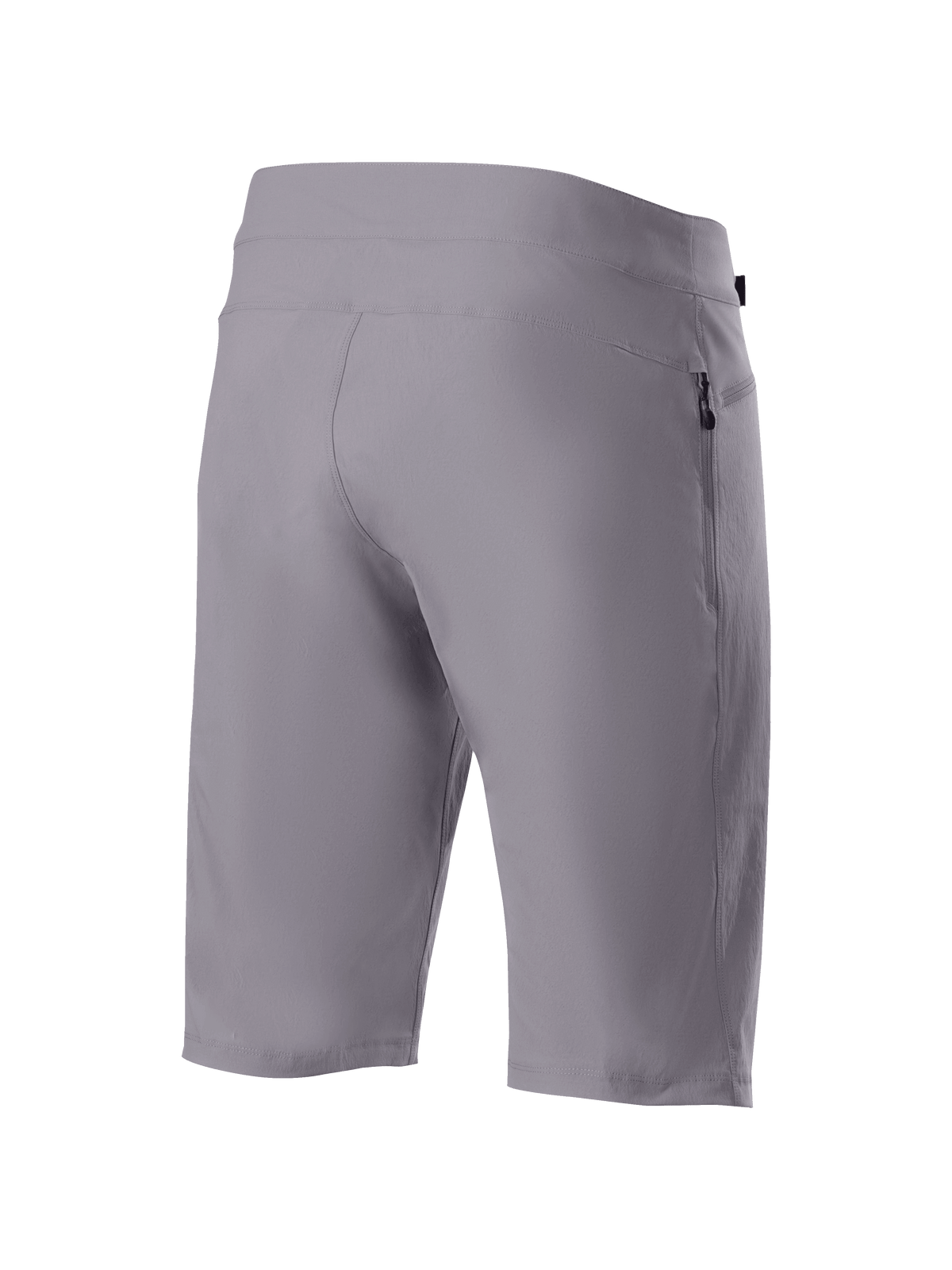 Alpinestars A-Dura Liner Shorts, Dark Gray mountain bike shorts, rear view featuring durable 2-way stretch textile and a vertical zippered side pocket, functional MTB cycling apparel.