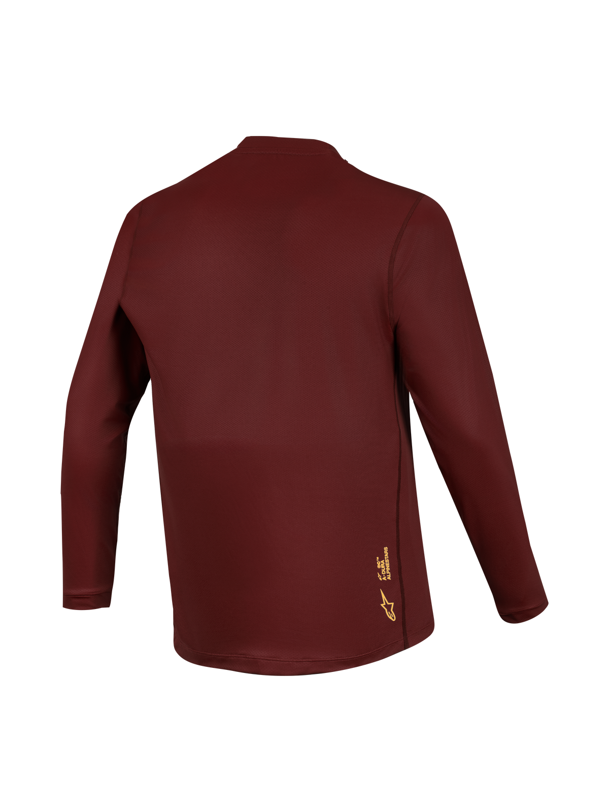 Alpinestars A-Dura Ride Langarm-Jersey in Bordeaux, Jacquard-Gewebe mit gelbem Logo auf der Rückseite