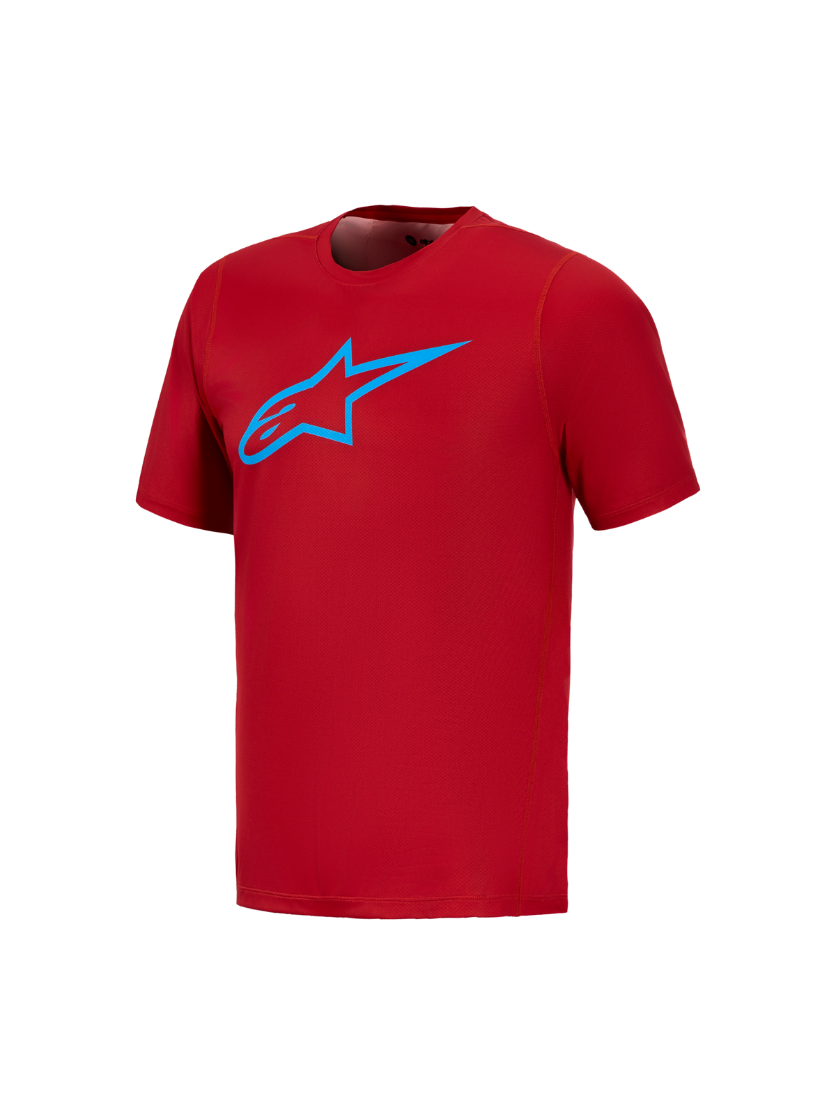 A-Dura Ride Short Sleeve Jersey in red, featuring a vibrant blue Astars logo on the chest for MTB performance.