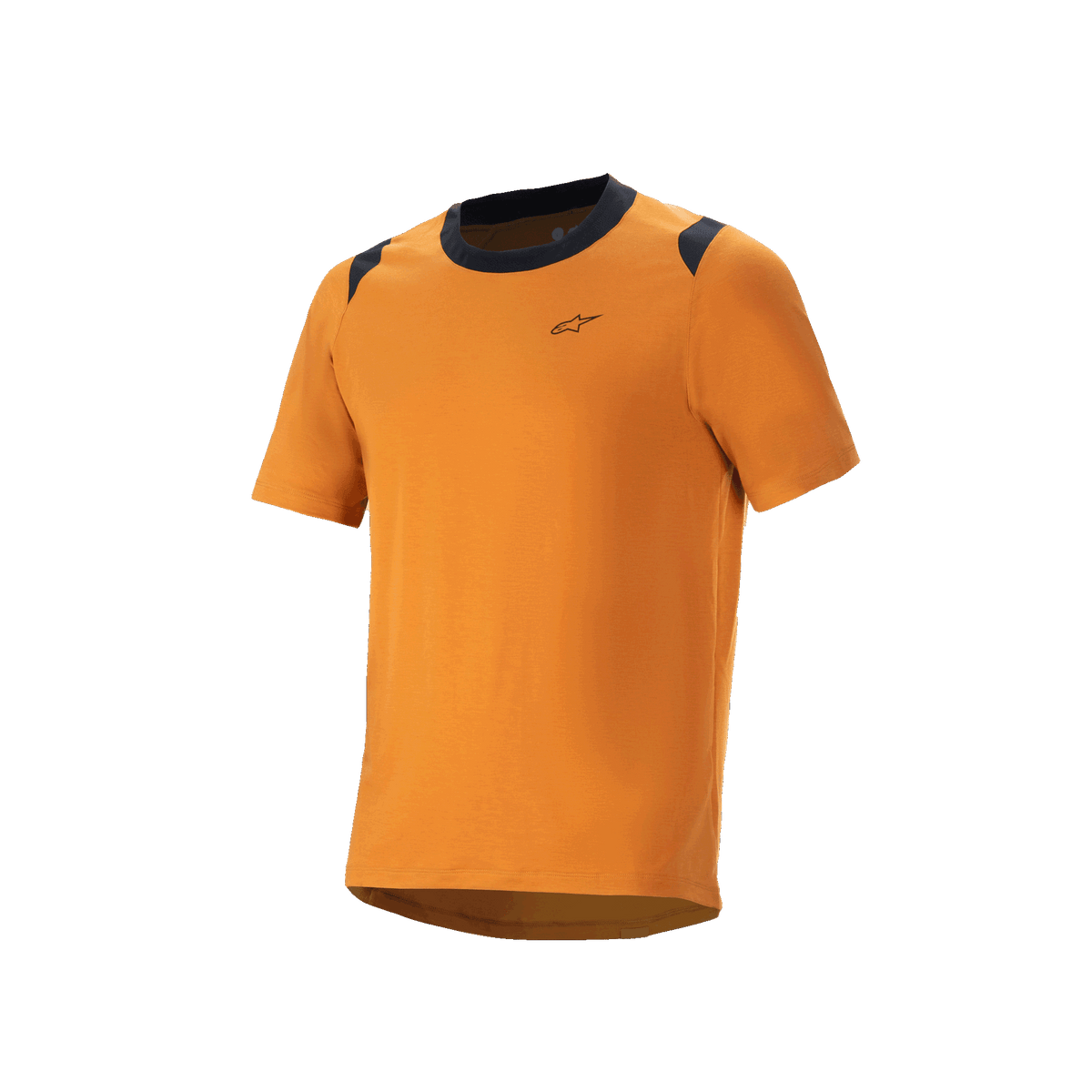 Alpinestars A-Dura Dri Wool Short Sleeve Jersey, MTB Cycling Jersey, Dark Gold with black accents on collar and shoulders, small logo on chest, technical mountain biking apparel