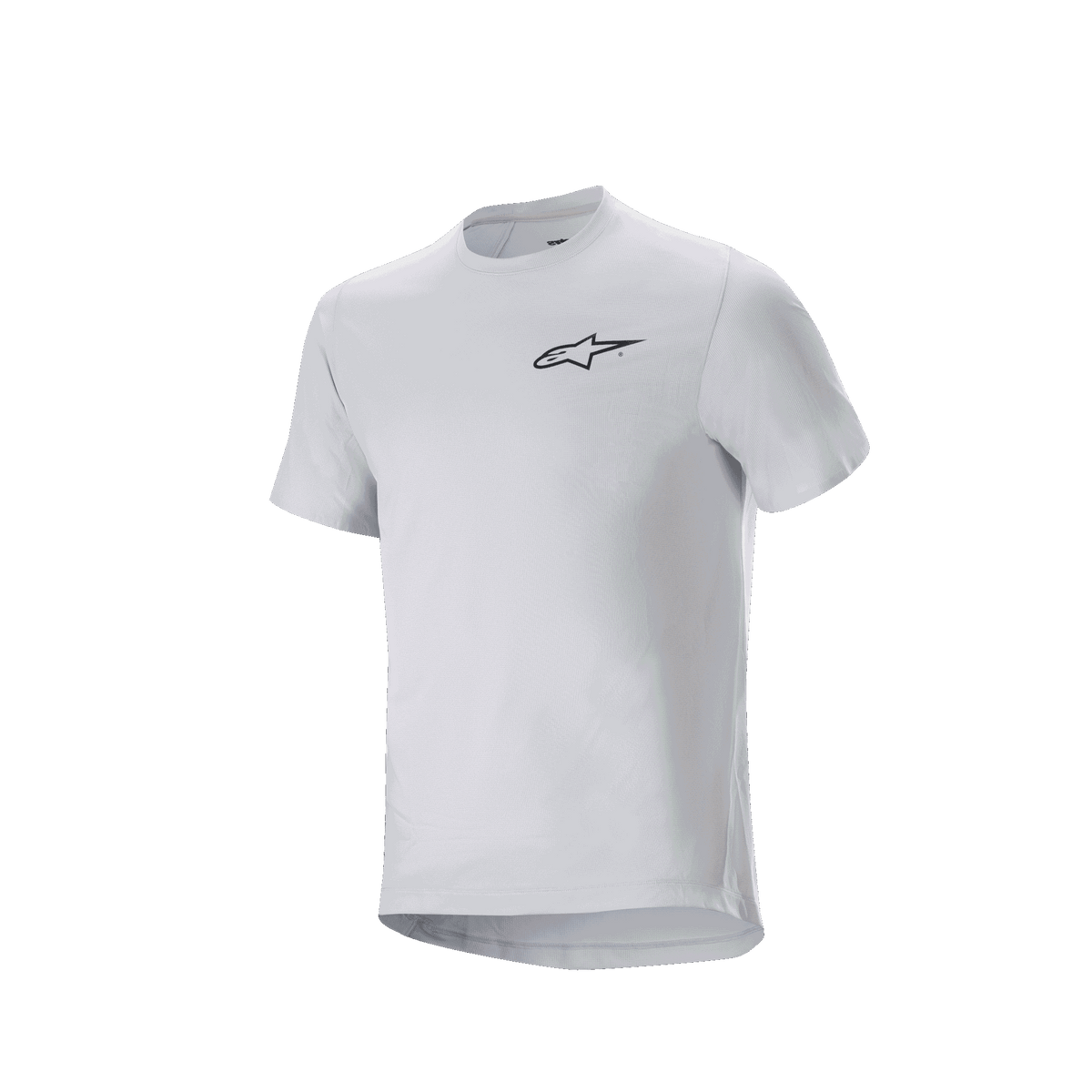 Alpinestars A-Aria Astar Trikot, Kurzarm-Radsporttrikot, White Dove, mit kleinem schwarzem Alpinestars-Logo auf der Brust, Performance-Passform mit verlängertem Rückenteil für MTB-Fahrten