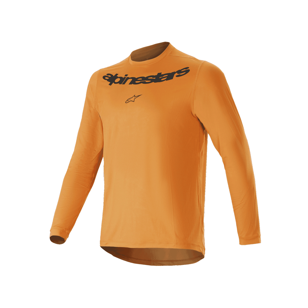 Alpinestars A-Dura Rocker Langarm-Trikot, Mountainbike-Trikot, Dark Gold, mit schwarzem Alpinestars-Wortmarken-Siebdruck auf der Brust, leichtes Jacquard-Gewebe mit verlängertem Rückensaum, Performance-Radbekleidung