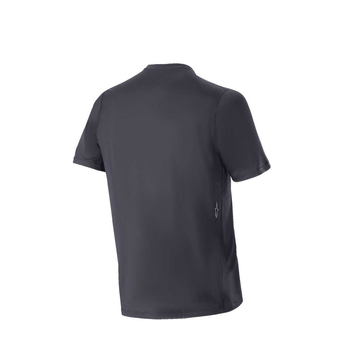 Alpinestars A-Dura Switch Short Sleeve Jersey, Black men's MTB trail jersey with a drop tail hem, back view.