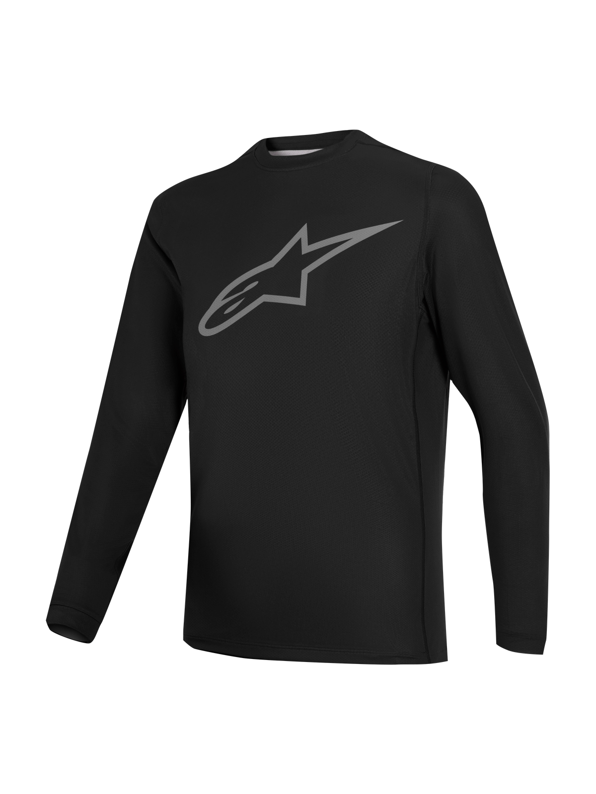 Stella A-Dura Ride Jersey, black long sleeve women's MTB top with grey Astars chest logo, performance cycling apparel.