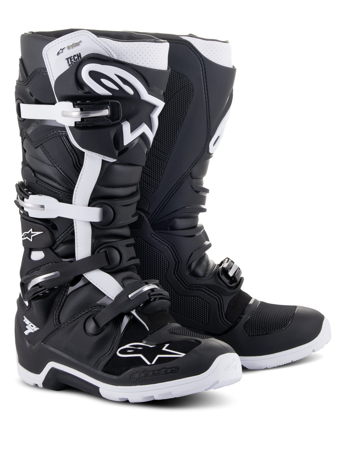 Alpinestars Tech 7 Enduro Drystar® Stiefel, Offroad-Motorradstiefel, Schwarz und Weiß, mit wasserdichter Membran, Schnallenverschlusssystem und einer robusten enduro-spezifischen Sohle für Offroad-Performance.