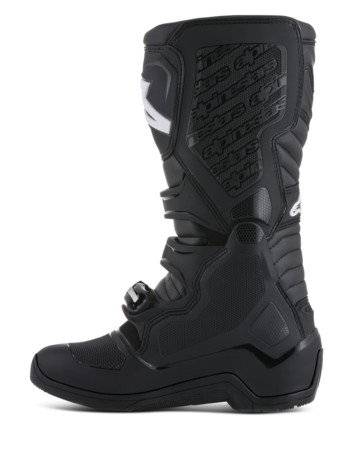 Alpinestars Tech 5 Stiefel, Motocross-Stiefel für Offroad, Schwarz, mit TPU-Schienbeinplatte und biomechanischem Pivot-System.