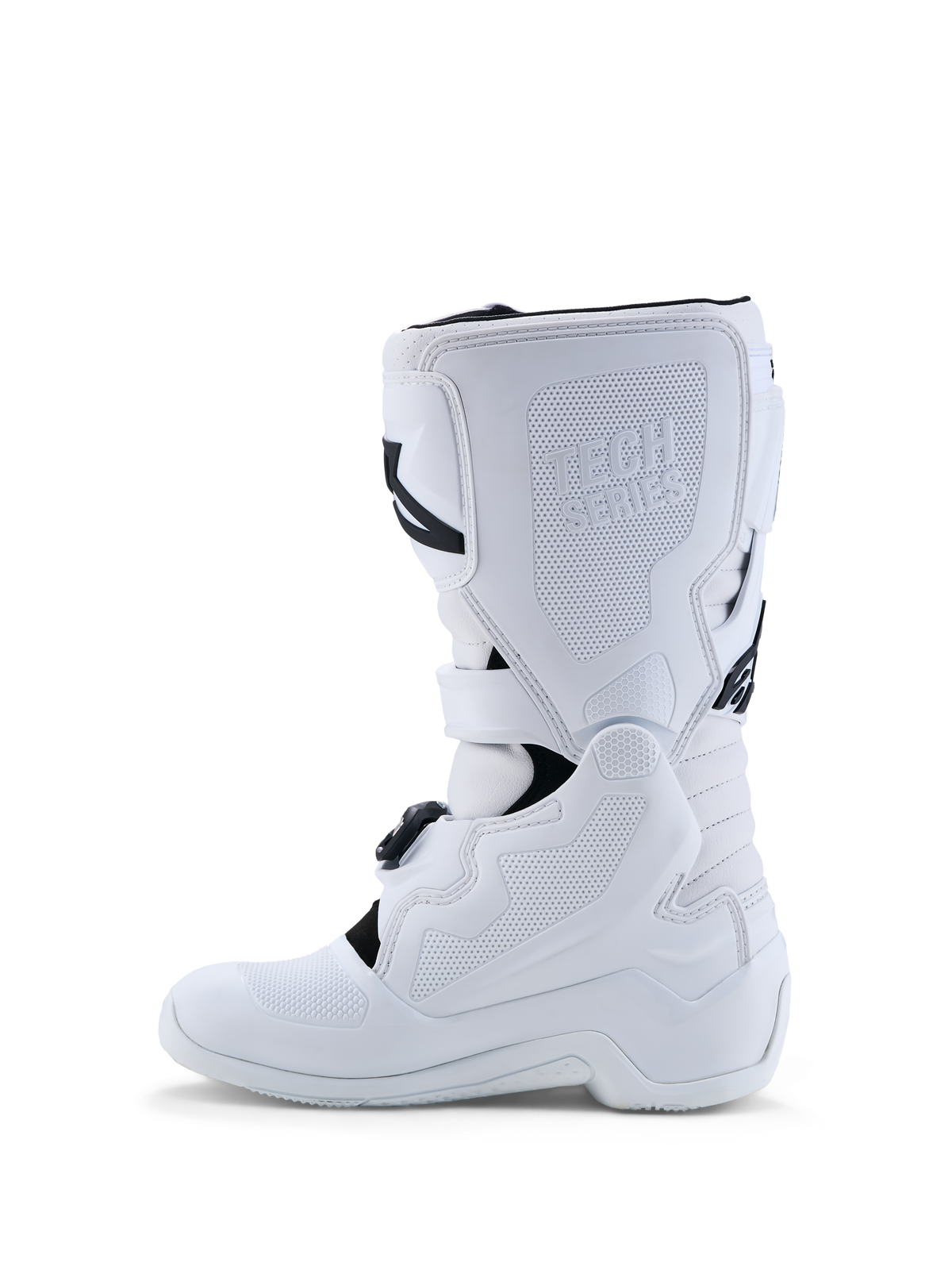 Alpinestars Tech 7S Jugend-Stiefel, Motocross-Stiefel in Weiß, mit TPU-Schienbeinschutz und Pivot-System für junge Fahrer.