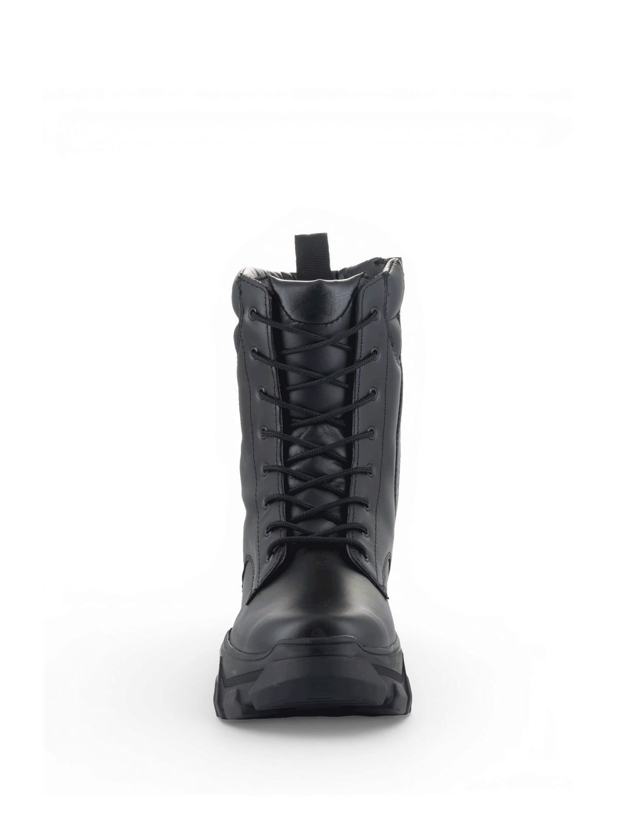 Alpinestars Ava Women's Boots, black leather urban motorcycle boots with front laces and a chunky elevated sole.
