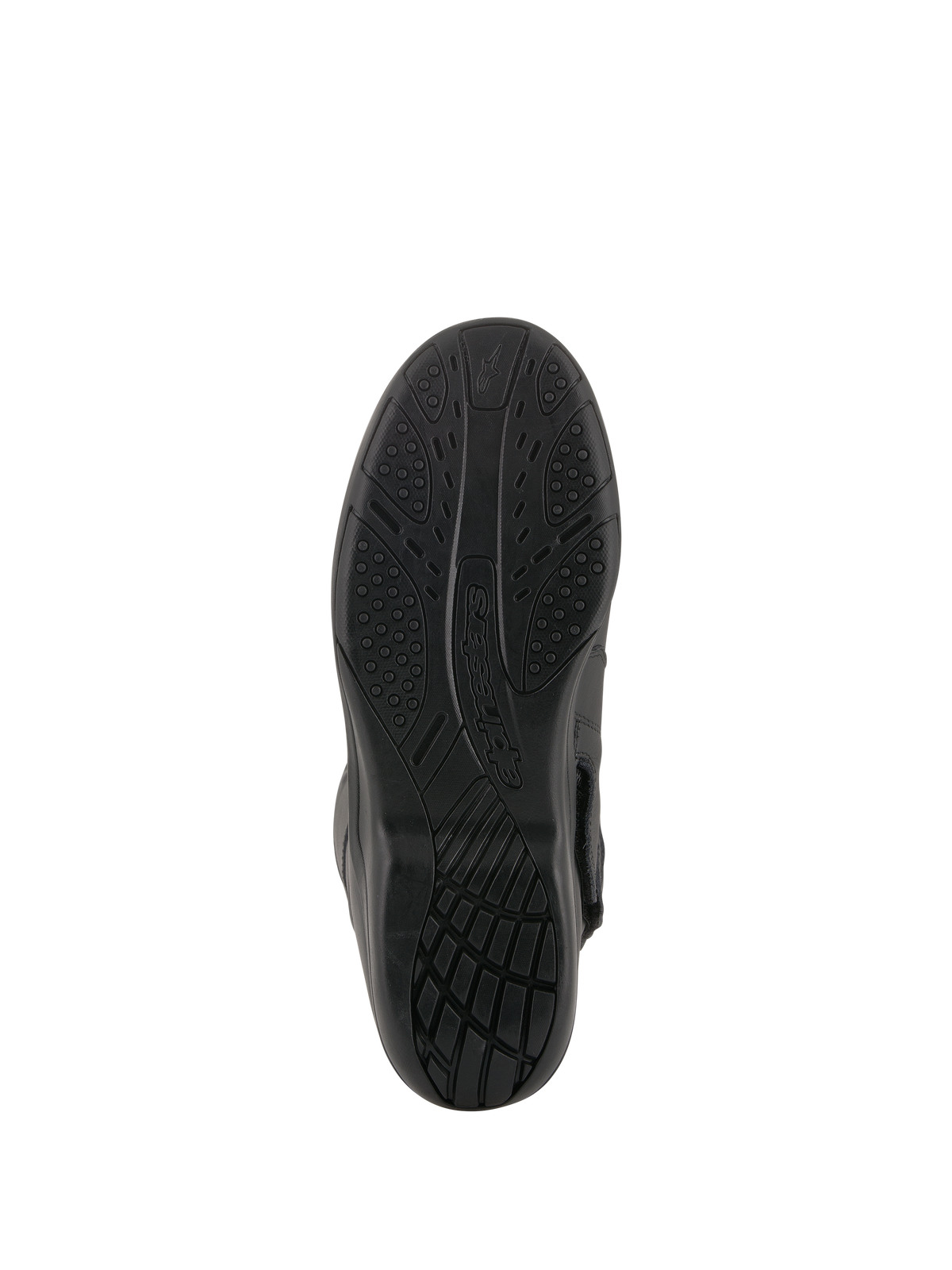 Alpinestars Andes V2 Drystar® Boots, Black, View of the vulcanized rubber sole, textured grip pattern for water dispersion and durability, motorcycle touring footwear