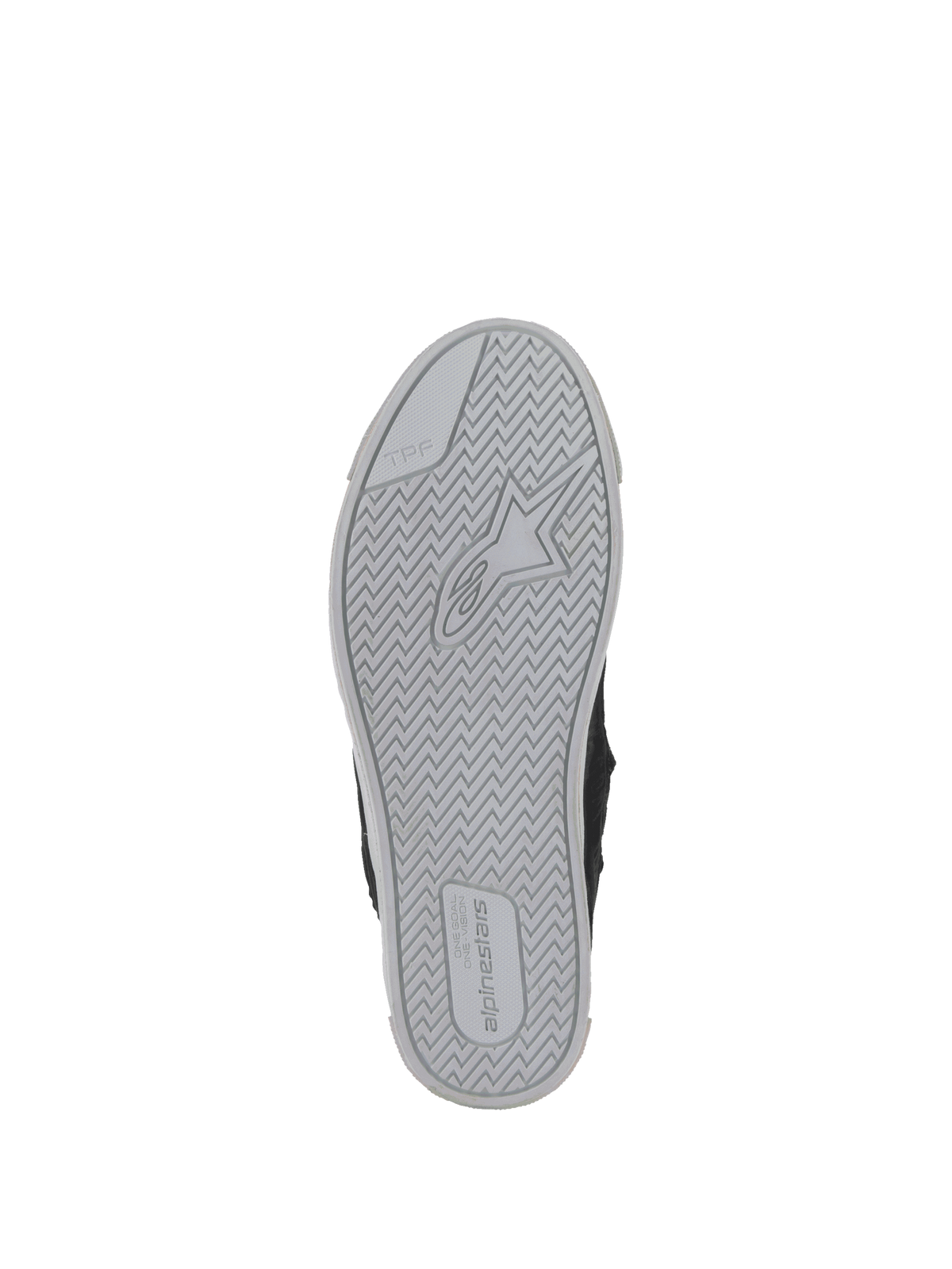 Alpinestars Stated Shoes, light gray vulcanized rubber urban sole with TPF support for urban motorcycle riding.