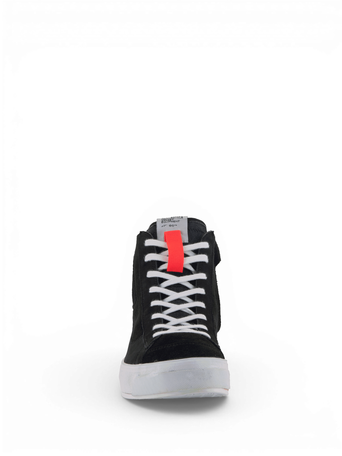 Alpinestars Stella Stated Podium Shoes, Women's Urban Motorcycle Riding Shoes, Black and White with Red, Retro Skate Sneaker.