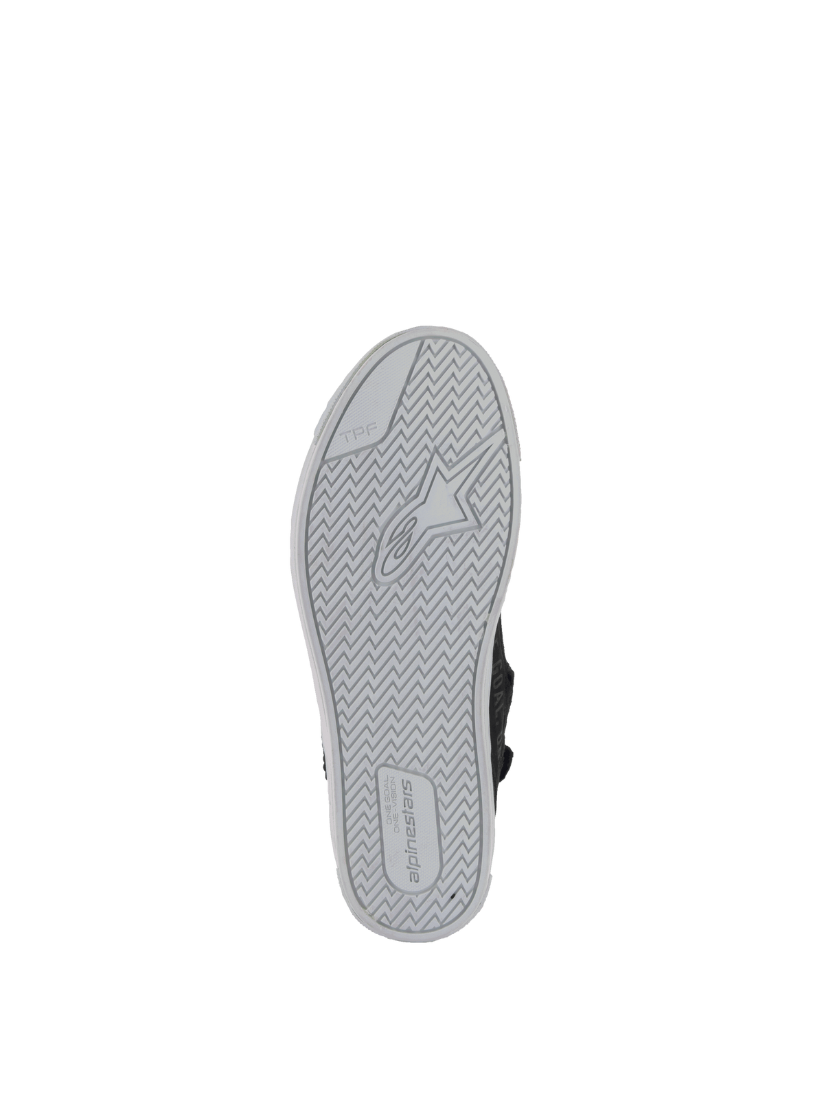 Alpinestars Stella Stated Podium Women's Riding Shoes in Black, featuring a light gray vulcanized rubber sole.