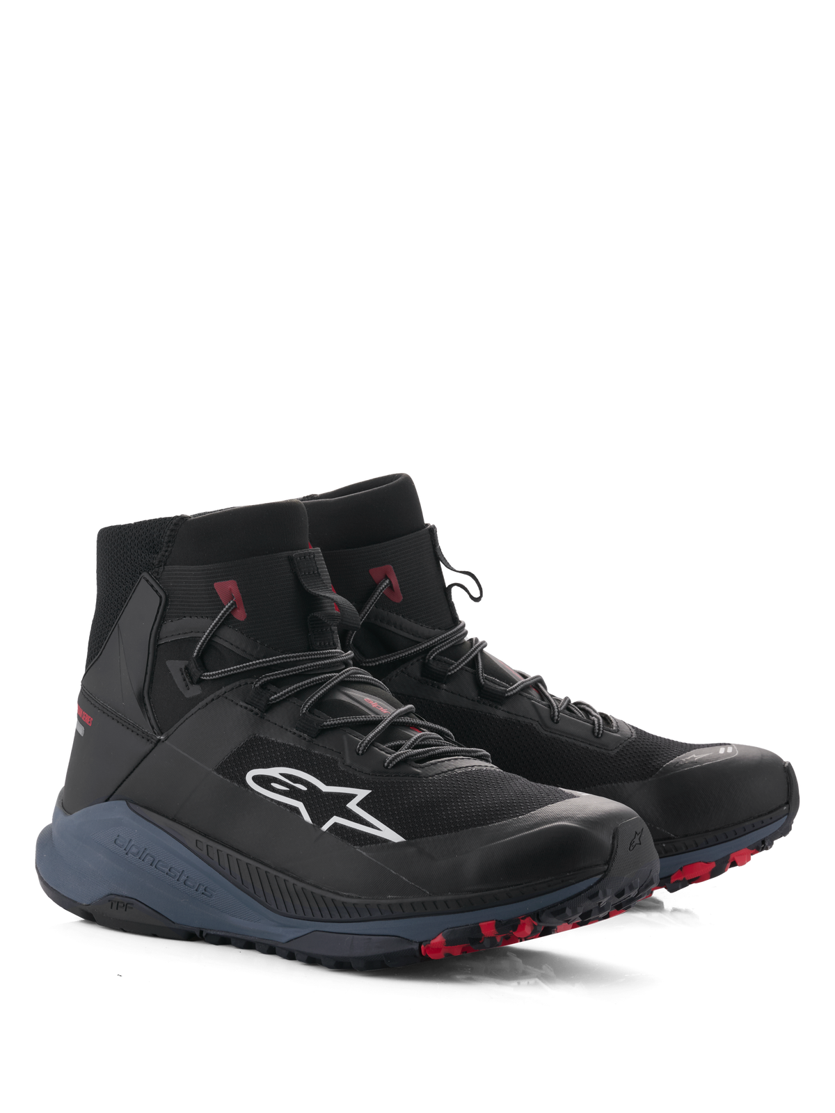 Alpinestars Speedforce XR Schuhe, urbane Motorradschuhe für Herren, Schwarz und Rot, CE-zertifiziert mit TPU-Knöchelschutz, sportliche Laufschuh-Silhouette.