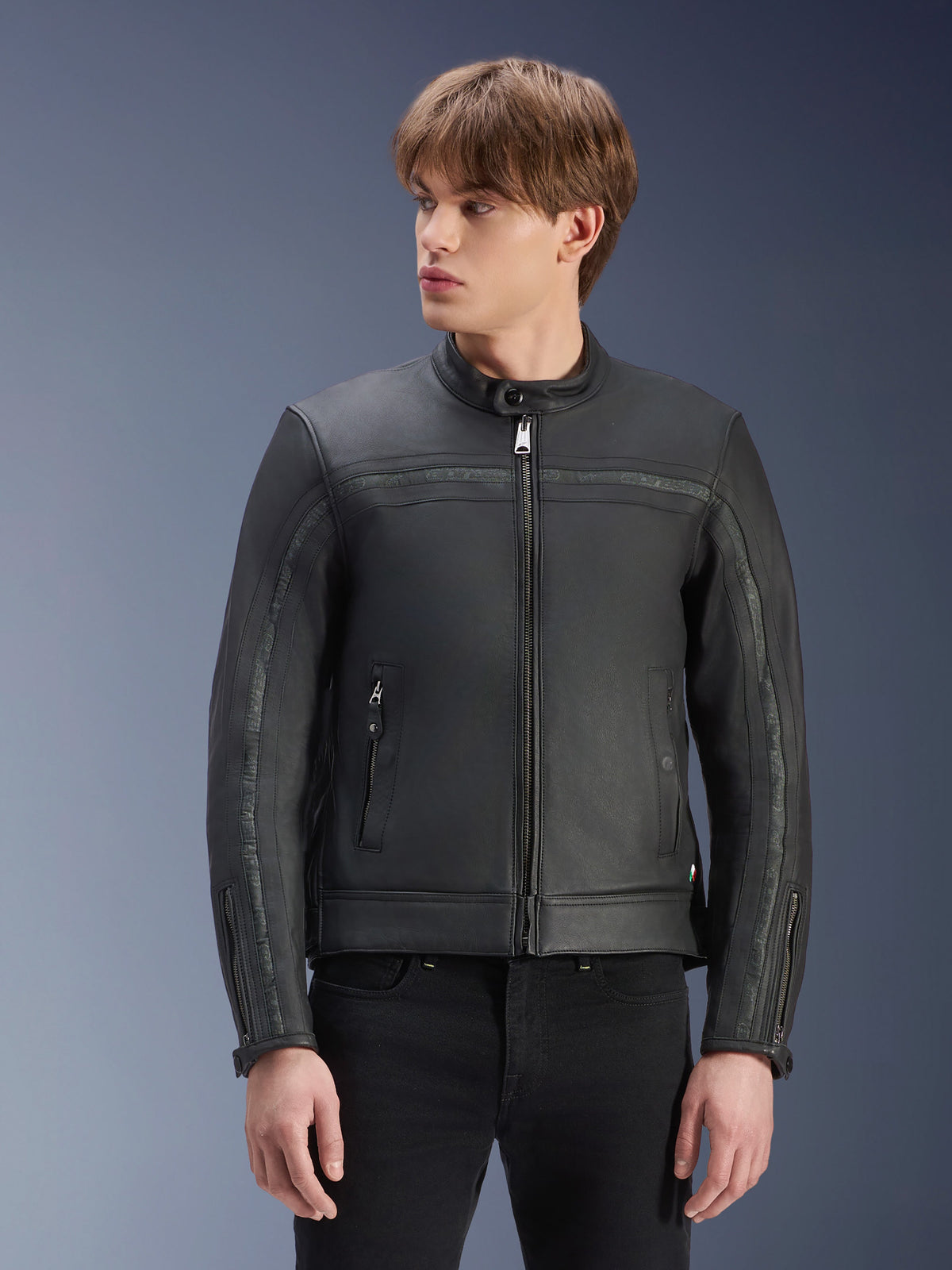 Alpinestars Dyno Lederjacke, urbane Herren-Motorradjacke im Heritage-Stil, Schwarz, aus Rindsleder.