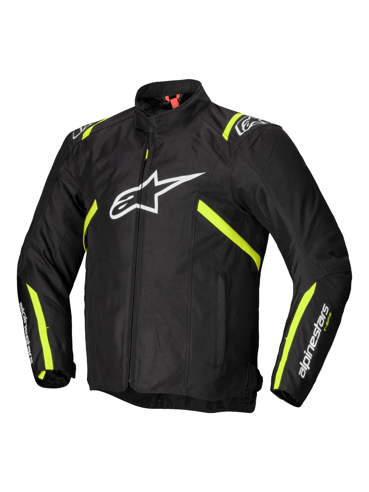 Alpinestars T-SPS V2 Wasserdichte Jacke, Herren-Motorradtextiljacke, Schwarz mit weißen und gelb-fluo Akzenten, CE-zertifizierter Schutz