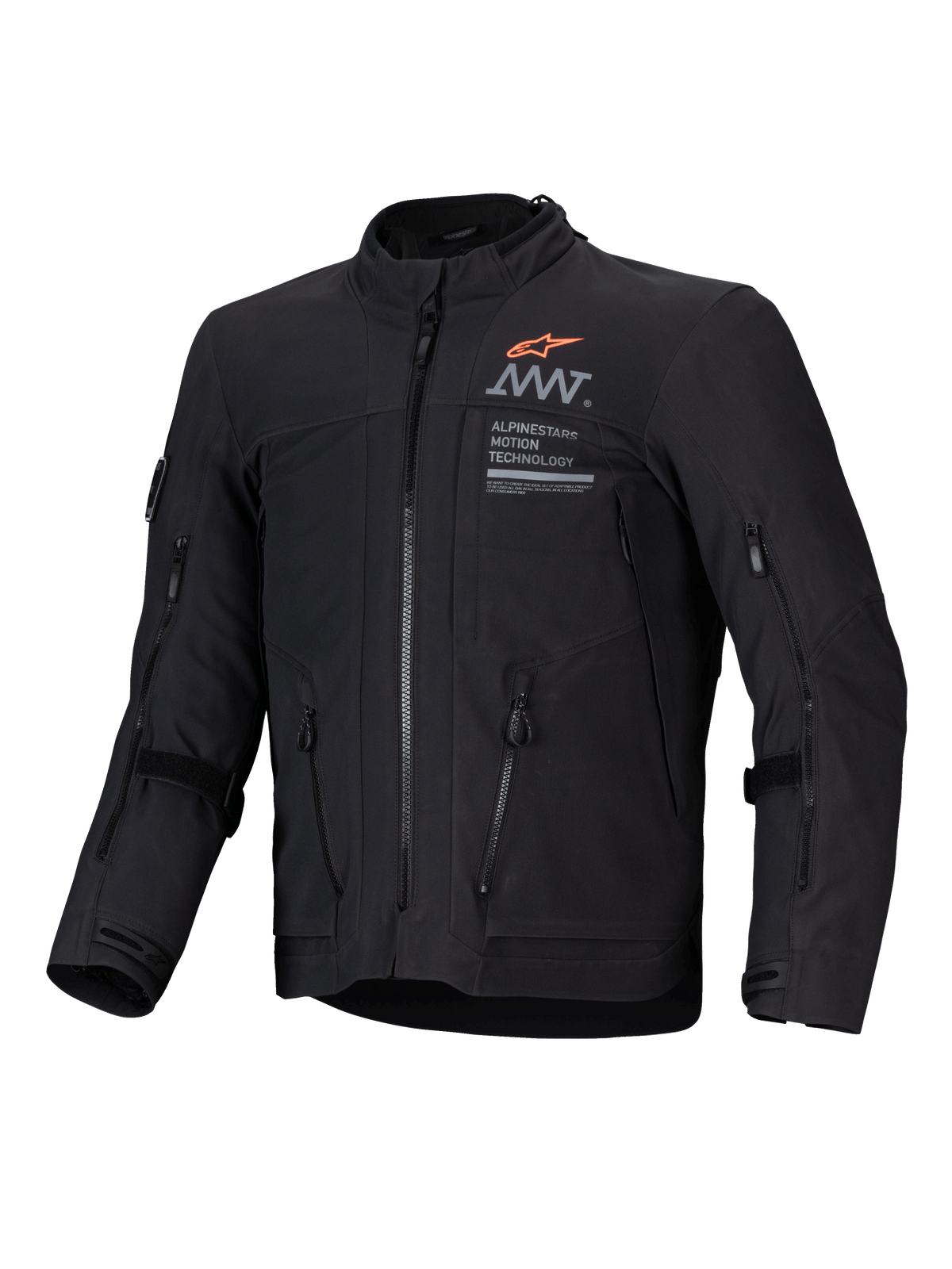 Alpinestars AMT-8 Stretch Drystar® XF Jacke, schwarze Adventure-Touren-Motorradjacke mit Belüftungsöffnungen vorne und Markenlogos, CE-zertifiziert