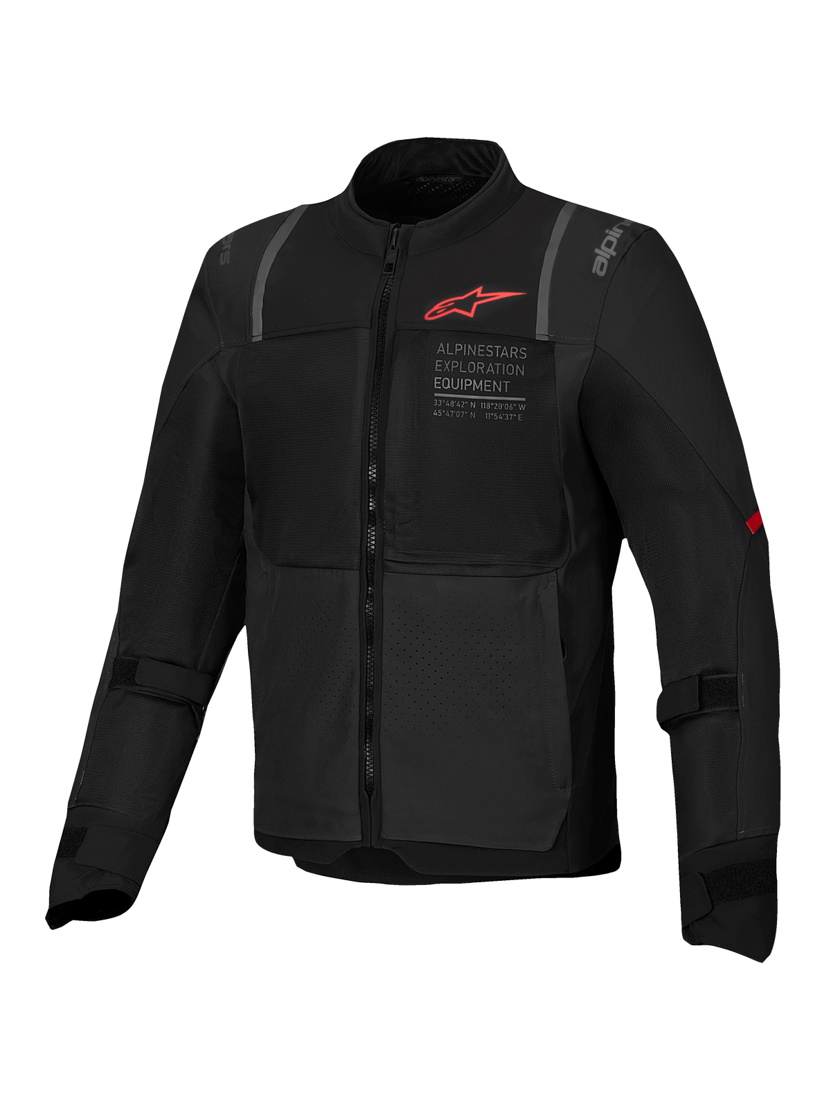 Alpinestars ST-2 Air Jacke, Herren-Motorradtouringjacke, Schwarz mit rotem Logo, Mesh-Einsätze für Belüftung, CE-Level AA zertifiziert, Nucleon Flex Plus Protektoren.